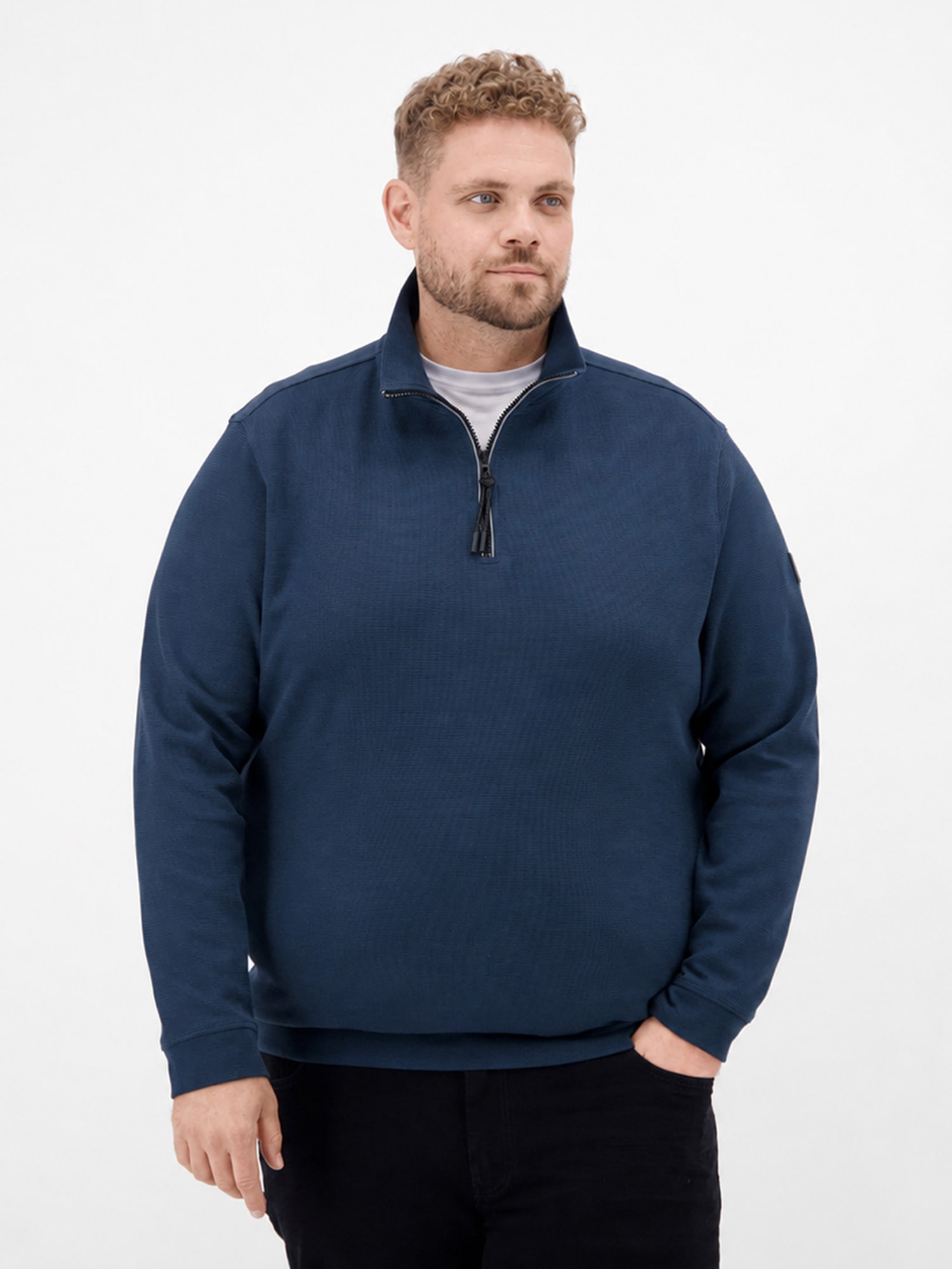 LERROS Sweatshirt "Troyer aus hochwertigem Strickgewebe in großen Größen"