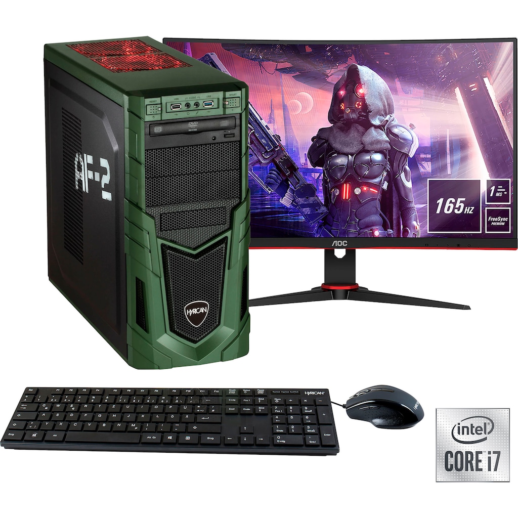 Hyrican Gaming-PC-Komplettsystem »Military SET02096«, inklusive 27" Monitor AOC C27G2AE/BK