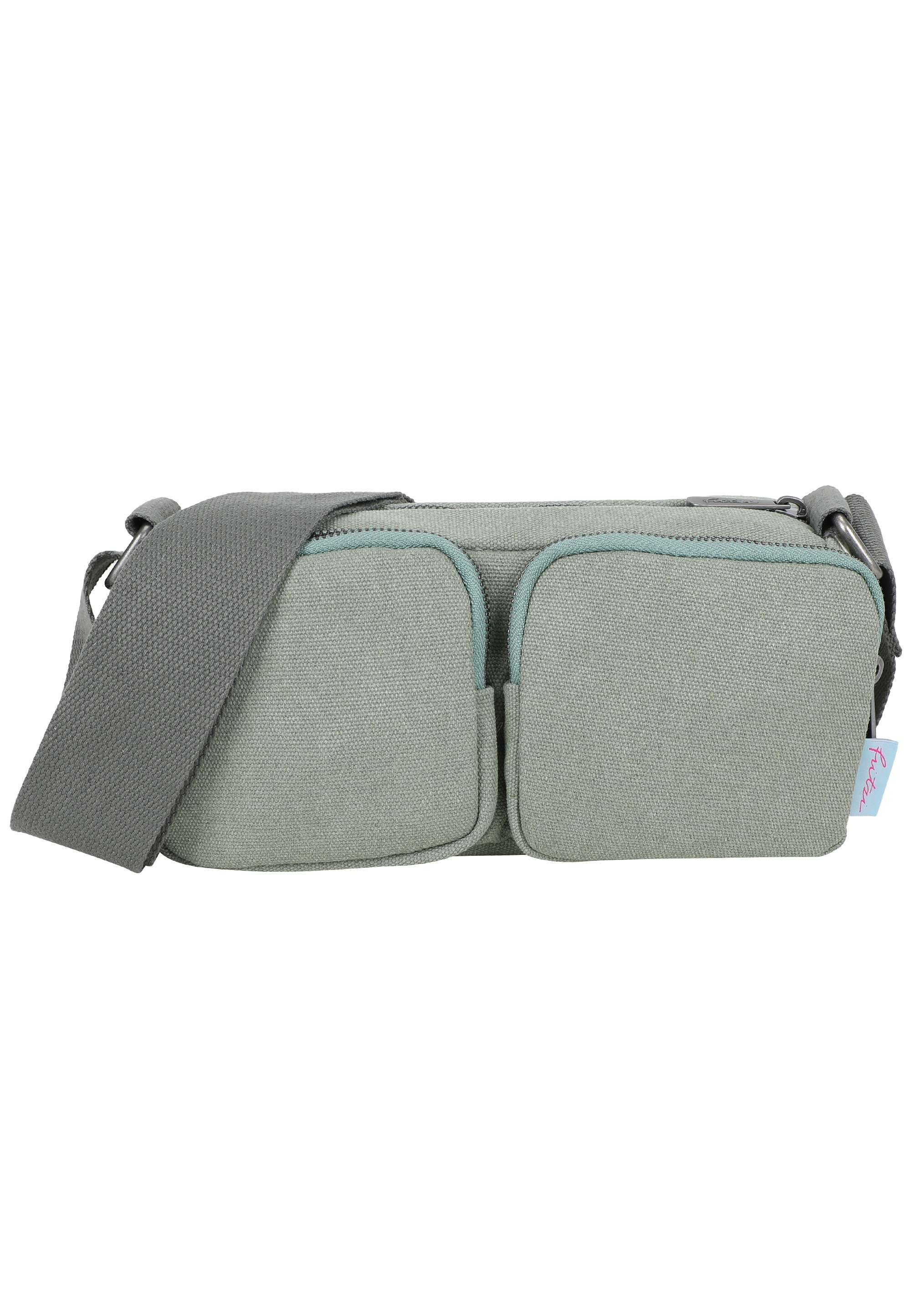 Fritzi Aus Preußen Schultertasche FRITZI AUS PREUSSEN "Donny Cross Long", Damen, Gr. B/H/T: 9cm x 12cm x 26cm, grün, Baumwolle, unifarben, Taschen Schultertasche, mit zwei aufgesetzten Vordertaschen