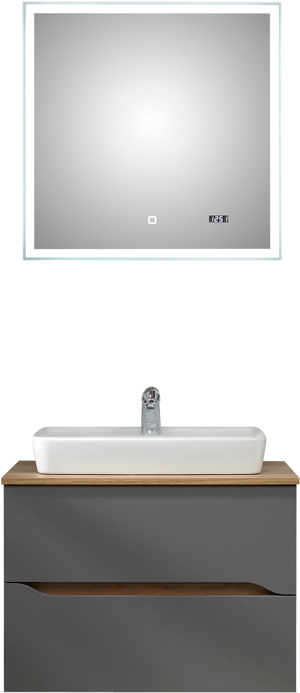 Saphir Badmöbel-Set "Quickset 2-teilig, Keramik-Aufsatzbecken mit LED-Spieg günstig online kaufen