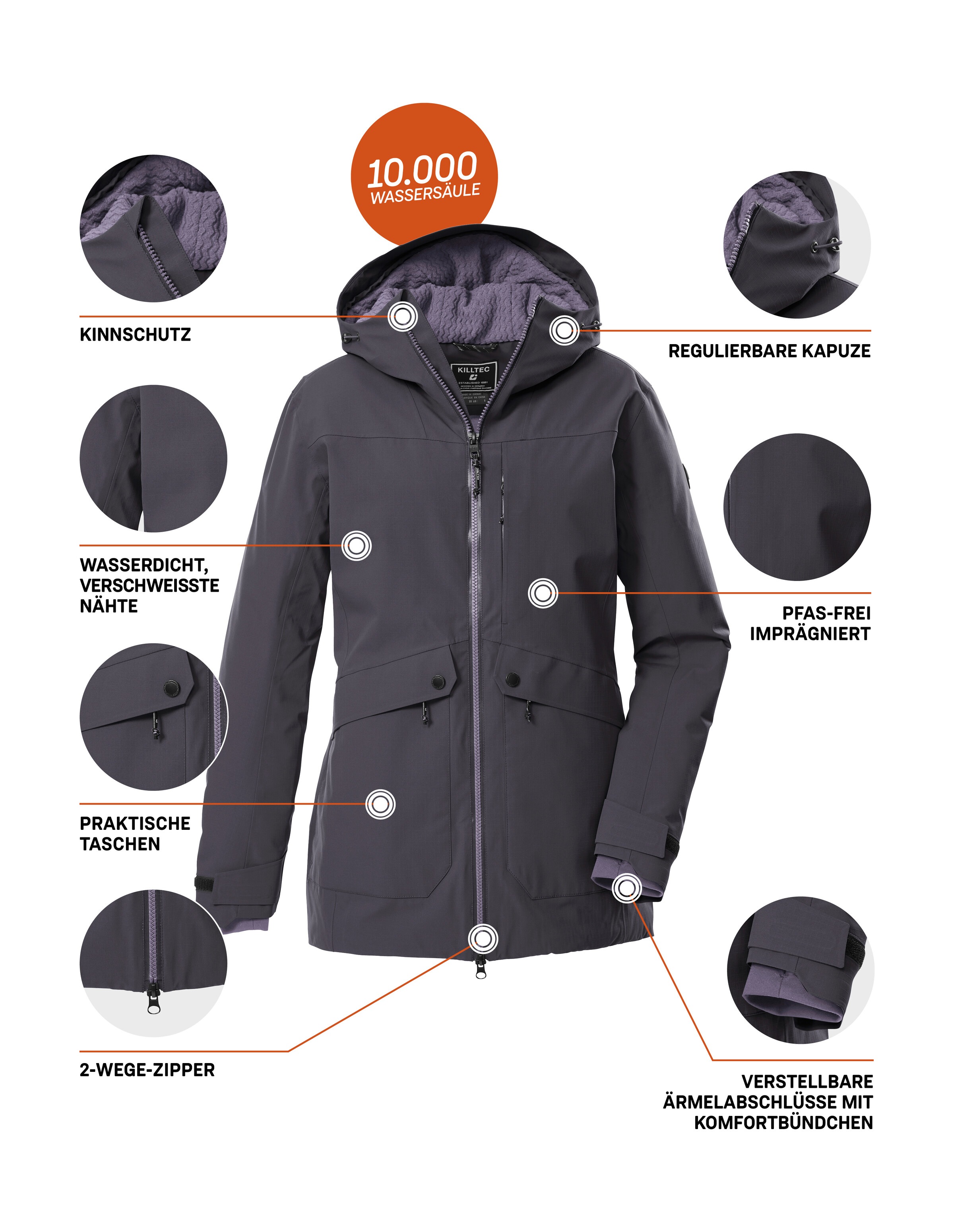 Killtec Parka »KOW 16 WMN PRK«, Wasser- u. winddichter Damen Funktionsparka mit hoher Atmungsaktivität
