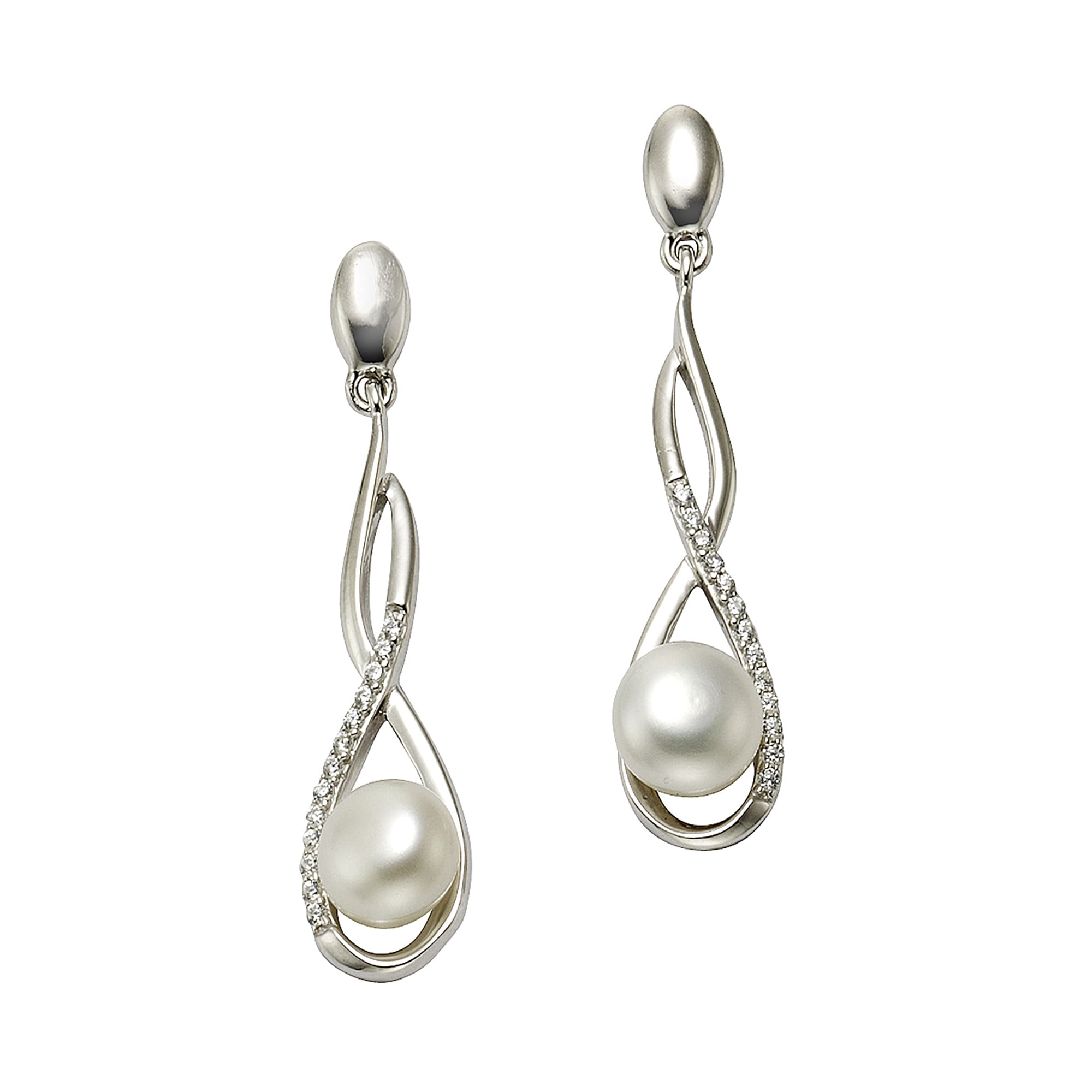 Zeeme Paar Ohrhänger »925 Silber rhodiniert mit Perle weiß und Zirkonia«  kaufen | BAUR