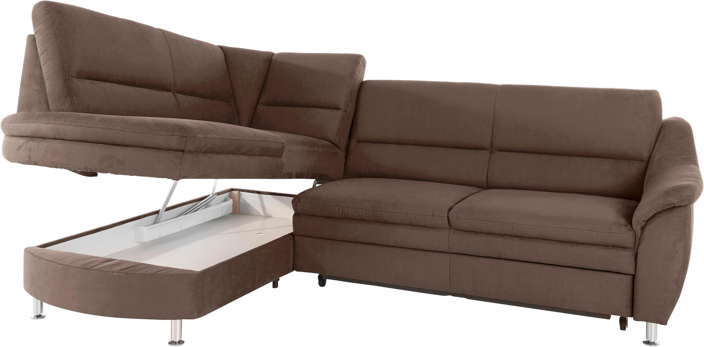 Ecksofa HOME AFFAIRE "Cardoso L-Form", braun (chocco), B:250cm H:90cm T:175cm, Struktur imprägniert (100% Polyester);Luxus-Microfaser ALTARA NUBUCK (100% Polyester);Struktur (52% Polyester, 35% Polyacryl, 13% Baumwolle);Luxus-Microfaser weich (90% Polyest 6