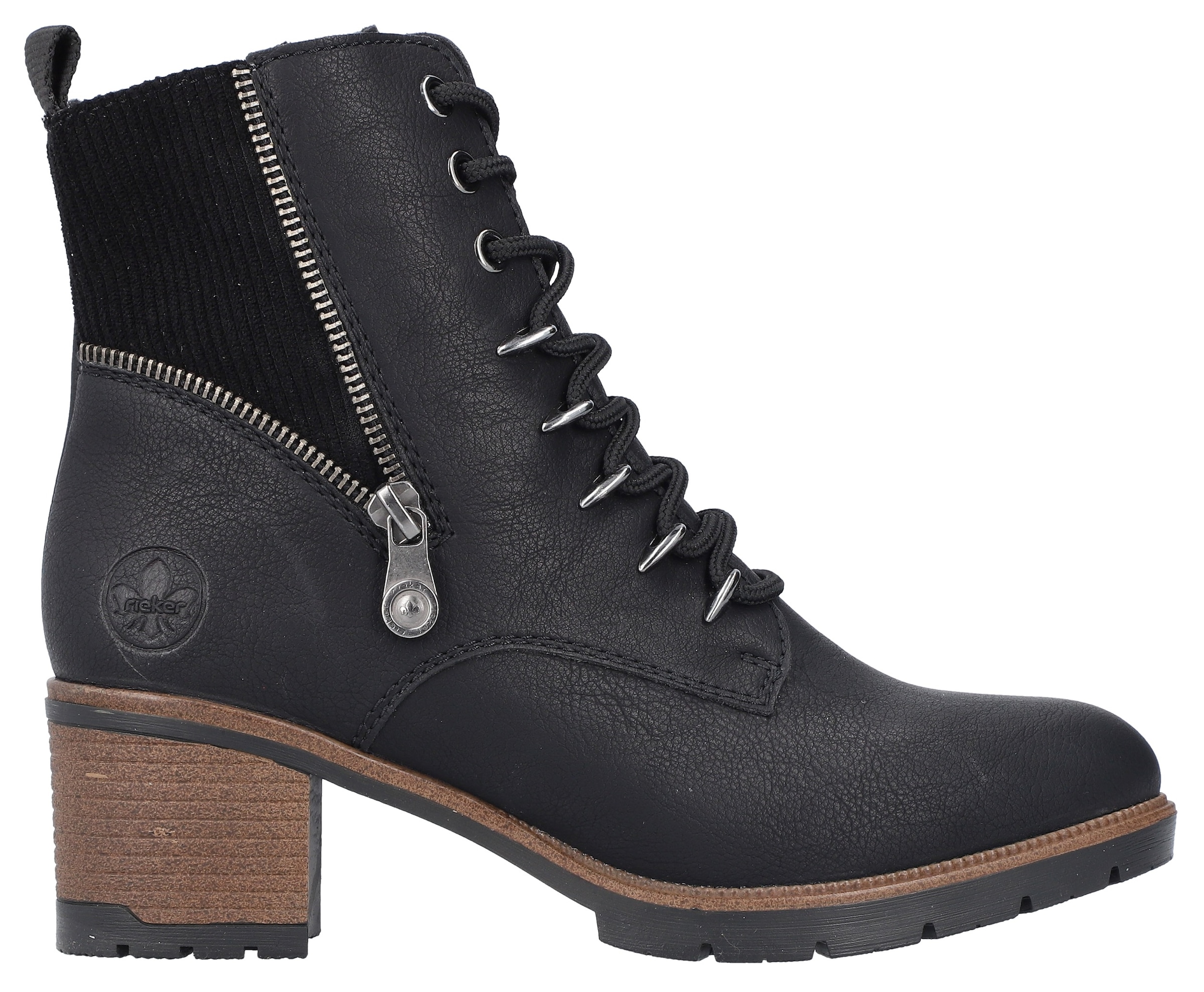 Rieker Winterstiefelette, Schnürstiefelette, Schnürboots, Blockabsatz, schmale Form