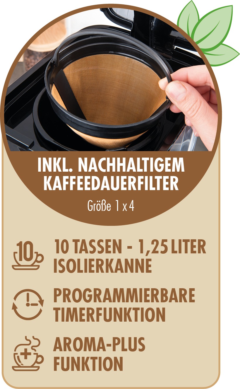 Gastroback Filterkaffeemaschine »Design Essential S 42701_S«, 1,5 l Kaffeekanne, Edelstahlfilter, 1x4