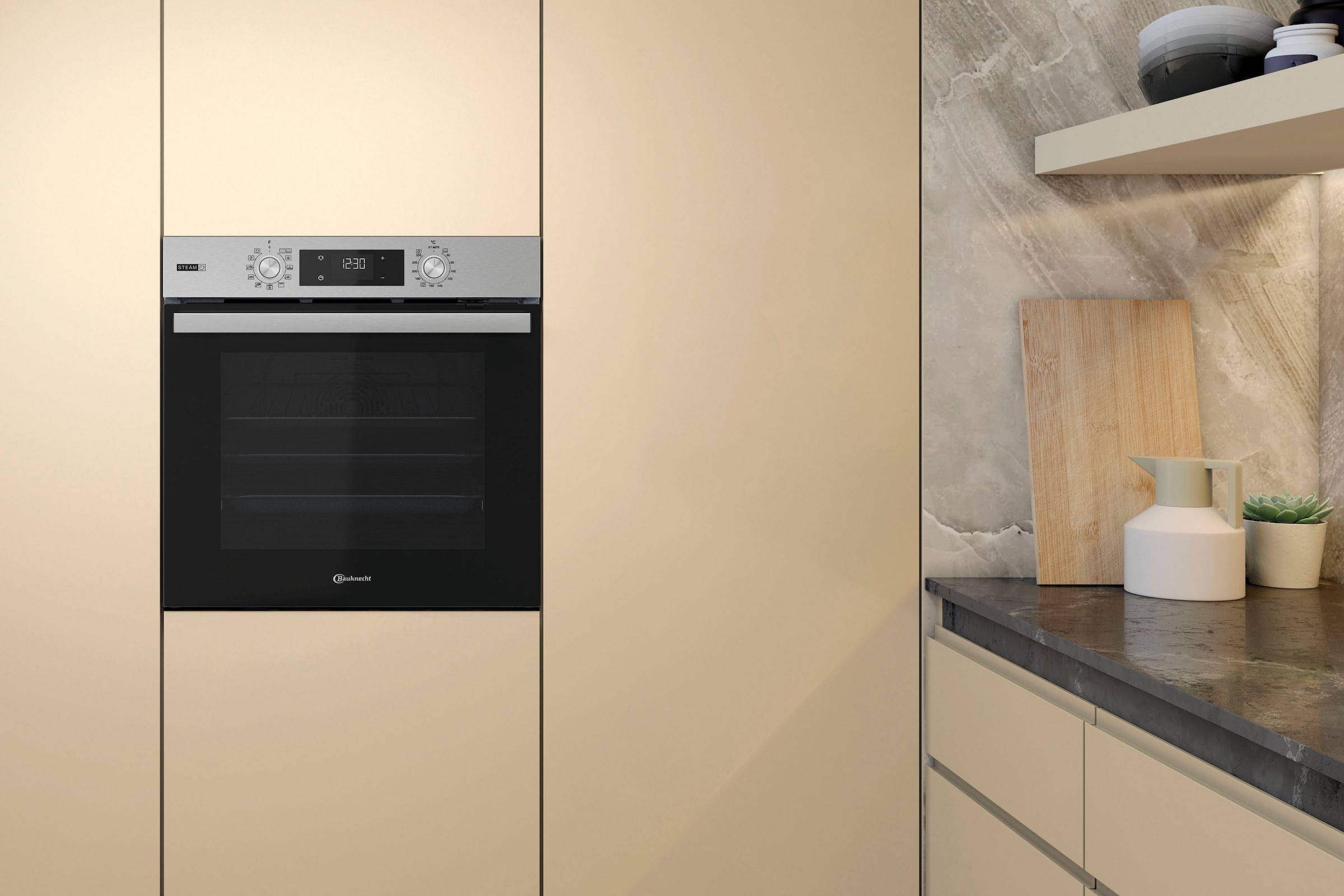 BAUKNECHT Einbaubackofen  »BBA2S85HU1«, mit 1-fach-Teleskopauszug, Gentle Steam