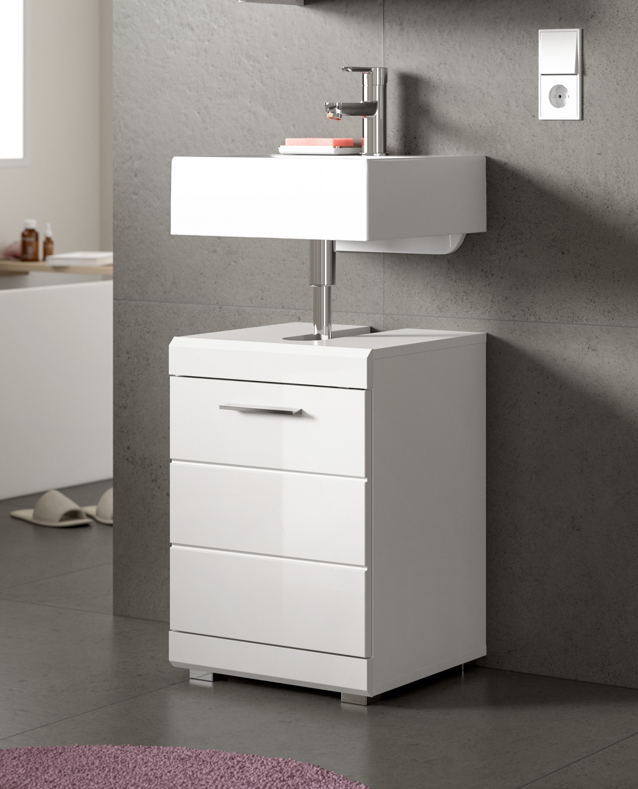 welltime Waschbeckenunterschrank "SIENA, Breite 40cm, 1 Tür, 1 Einlegeboden, 2 Fächer, MDF-Front" WBU, Badmöbel, Badschrank, Kommode, Unterschrank, Bad, Badezimmer