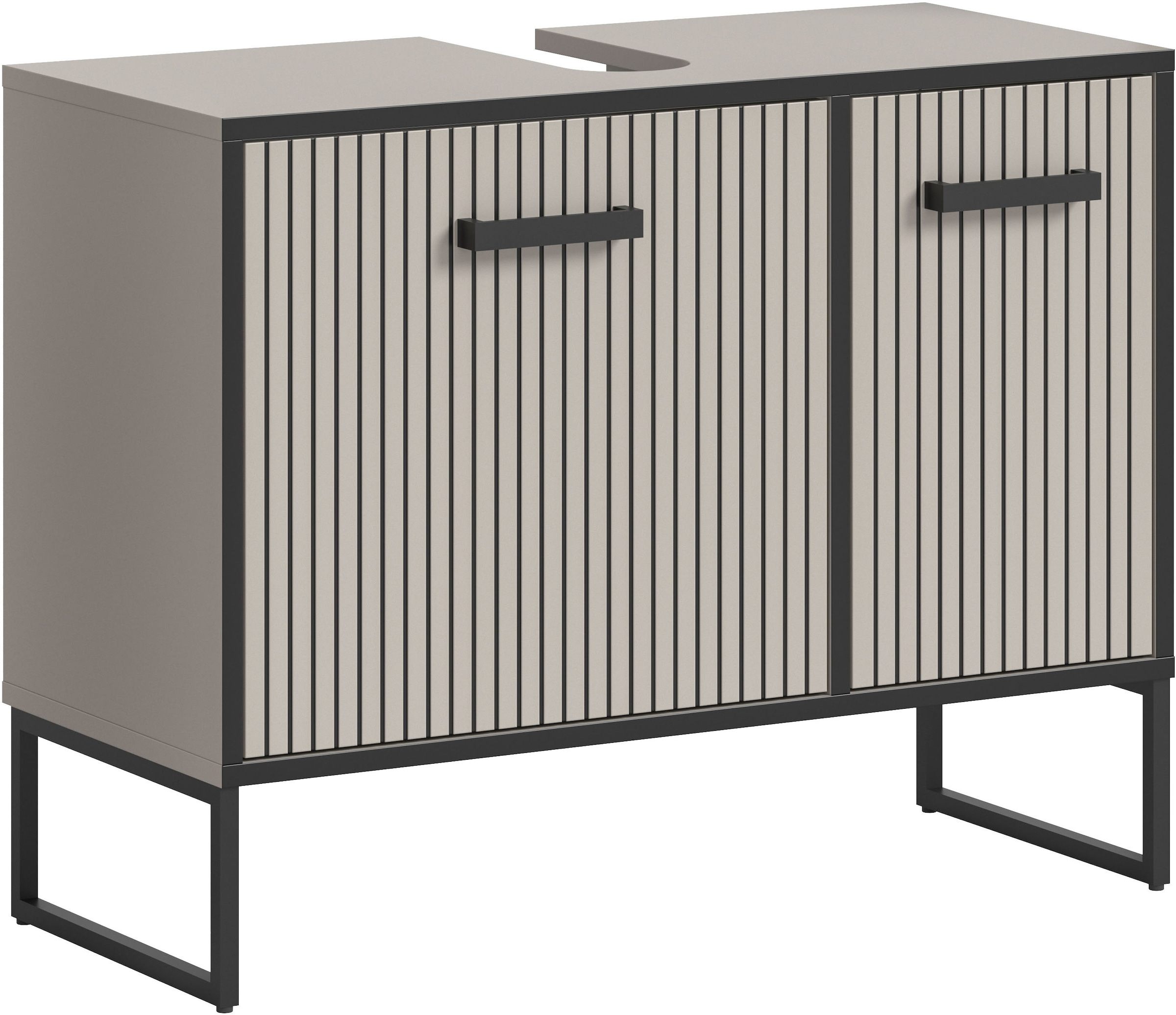 welltime Waschbeckenunterschrank "Locri, Höhe 63 cm, Rillenoptik, Metall Ku günstig online kaufen