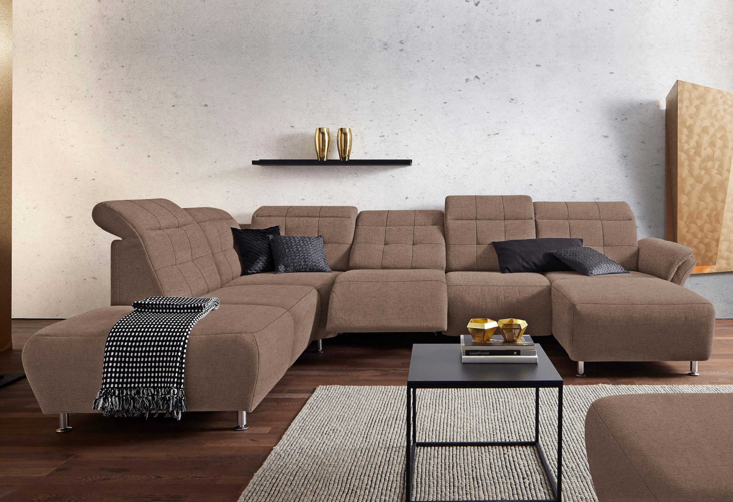 Home affaire Wohnlandschaft "Manhattan U-Form" 2 Sitze mit elektrischer Rel günstig online kaufen