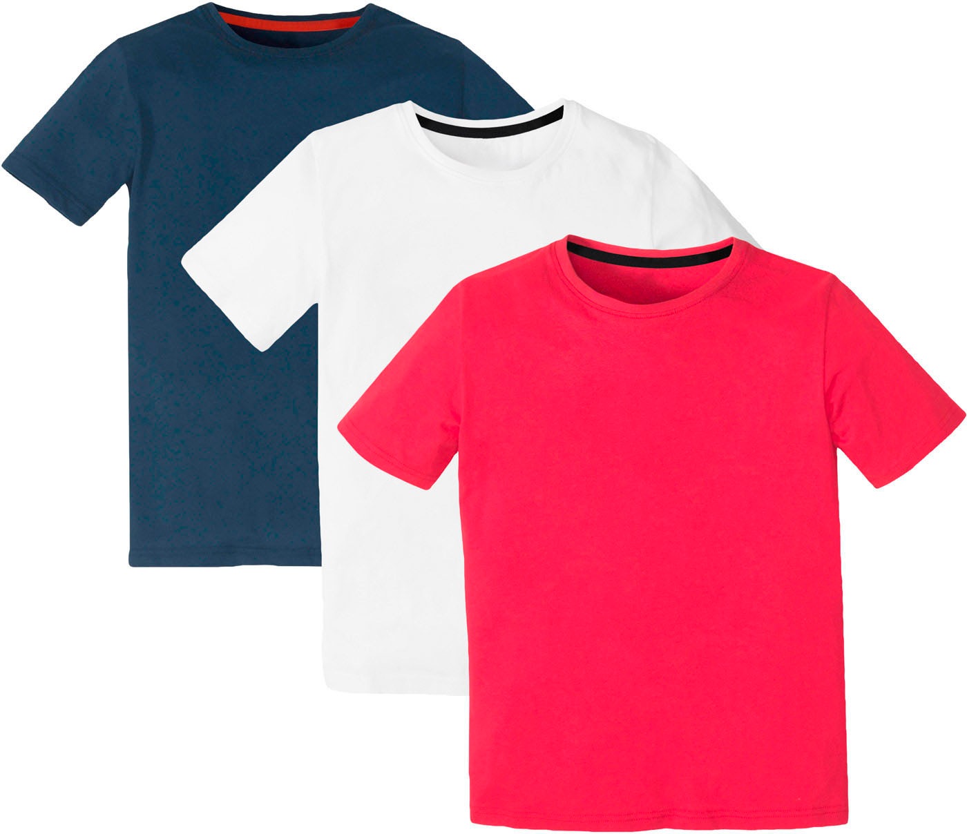 bonprix T-Shirt "T-Shirt mit Baumwolle (3er Pack)" Packung, 3 Stk. regular fit Passform, Kurzarm-Design, aus Baumwolle