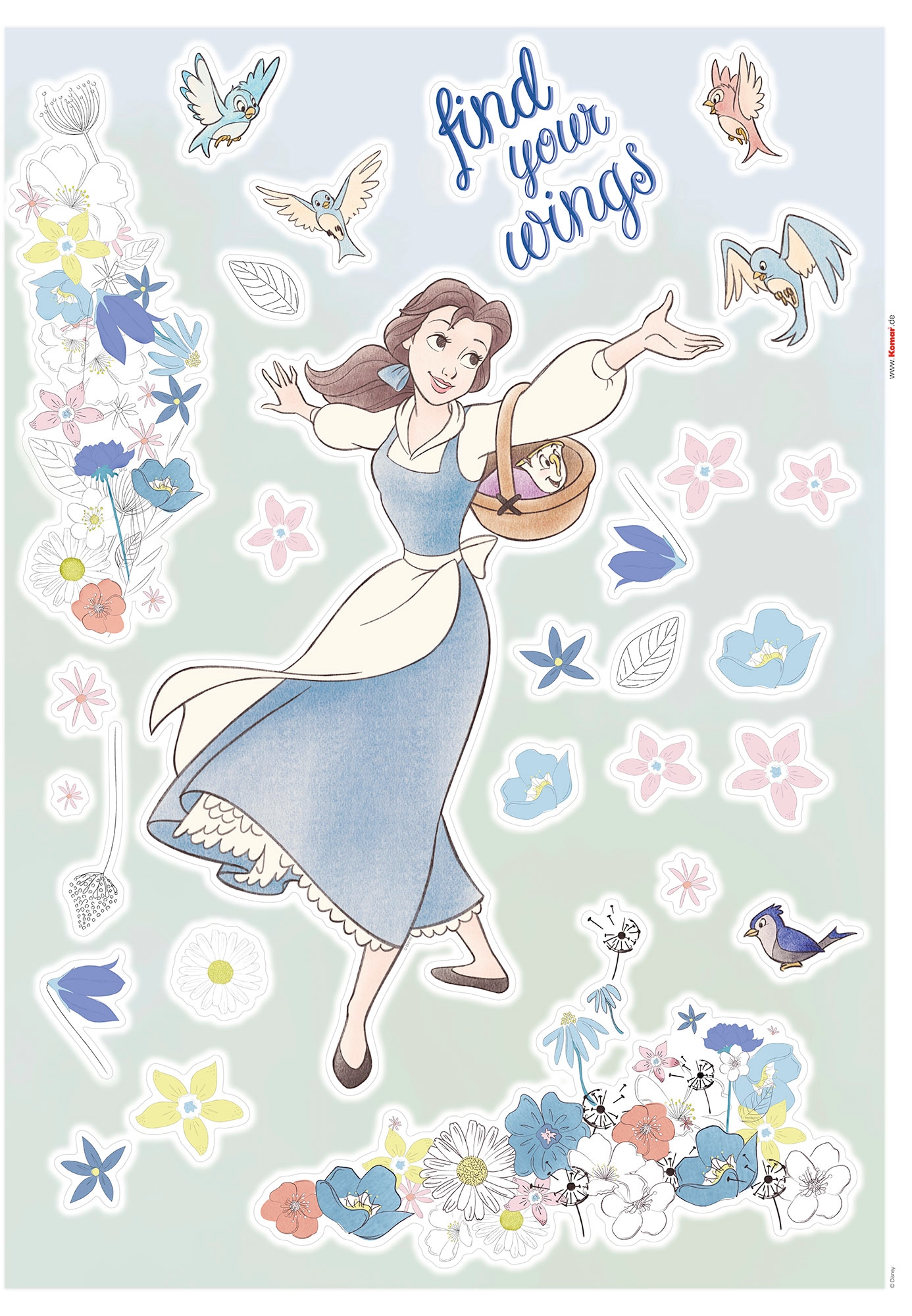 Komar Wandtattoo "Belle find your Wings - Größe 50 x 70 cm" selbstklebend, Wandsticker, Kinderzimmer