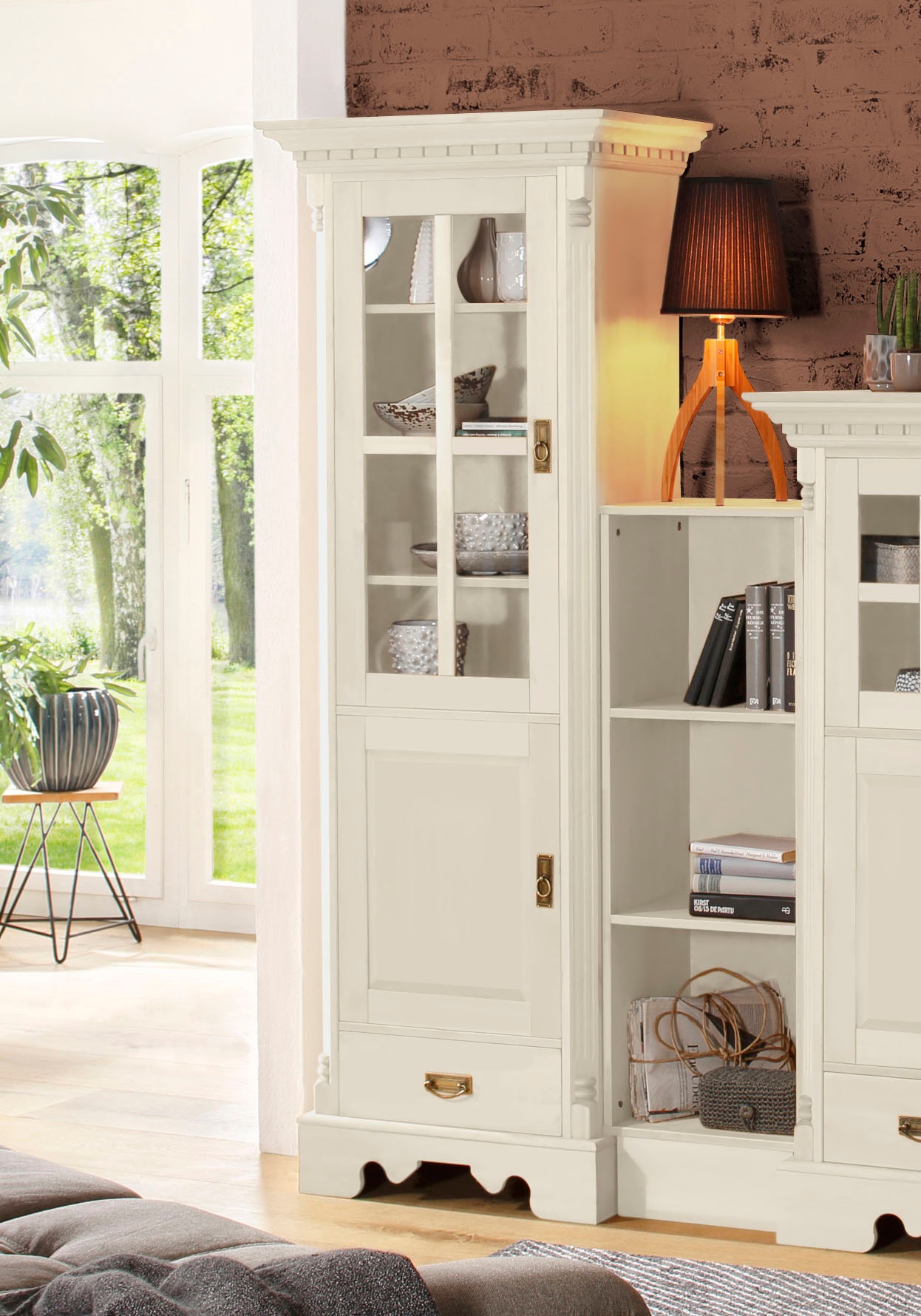 Home affaire Vitrine "Milan", Höhe 199 cm, Massivholz, FSC-zertifiziert günstig online kaufen