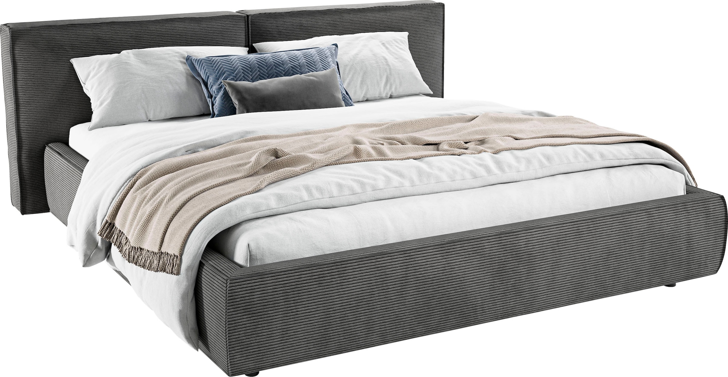 Home affaire Polsterbett "Adrina mit Biesenoptik, Feincord und Luxus-Microf günstig online kaufen