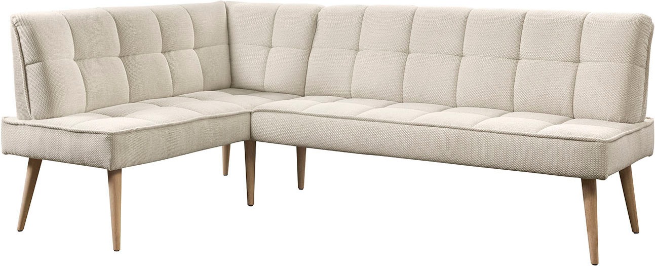 Eckbank EXXPO - SOFA FASHION "Latte", beige, B:234cm H:95cm T:156cm, 94% PES, 6% NY, Sitzbänke, Eckbank, moderne Sitz- und Rückensteppung, bequem und elegant, hoher Holzfuß 2