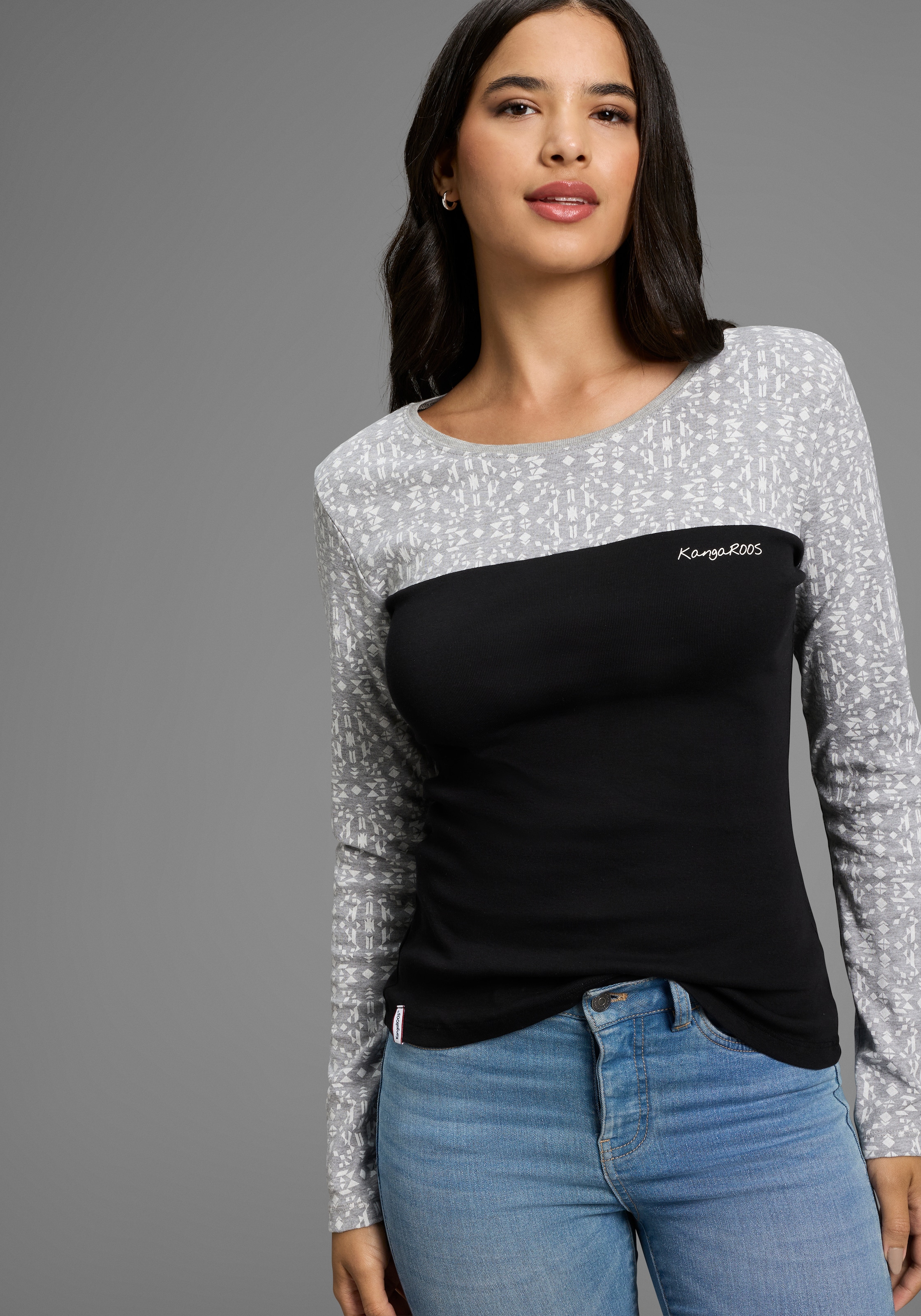 KangaROOS Langarmshirt, mit Print günstig online kaufen
