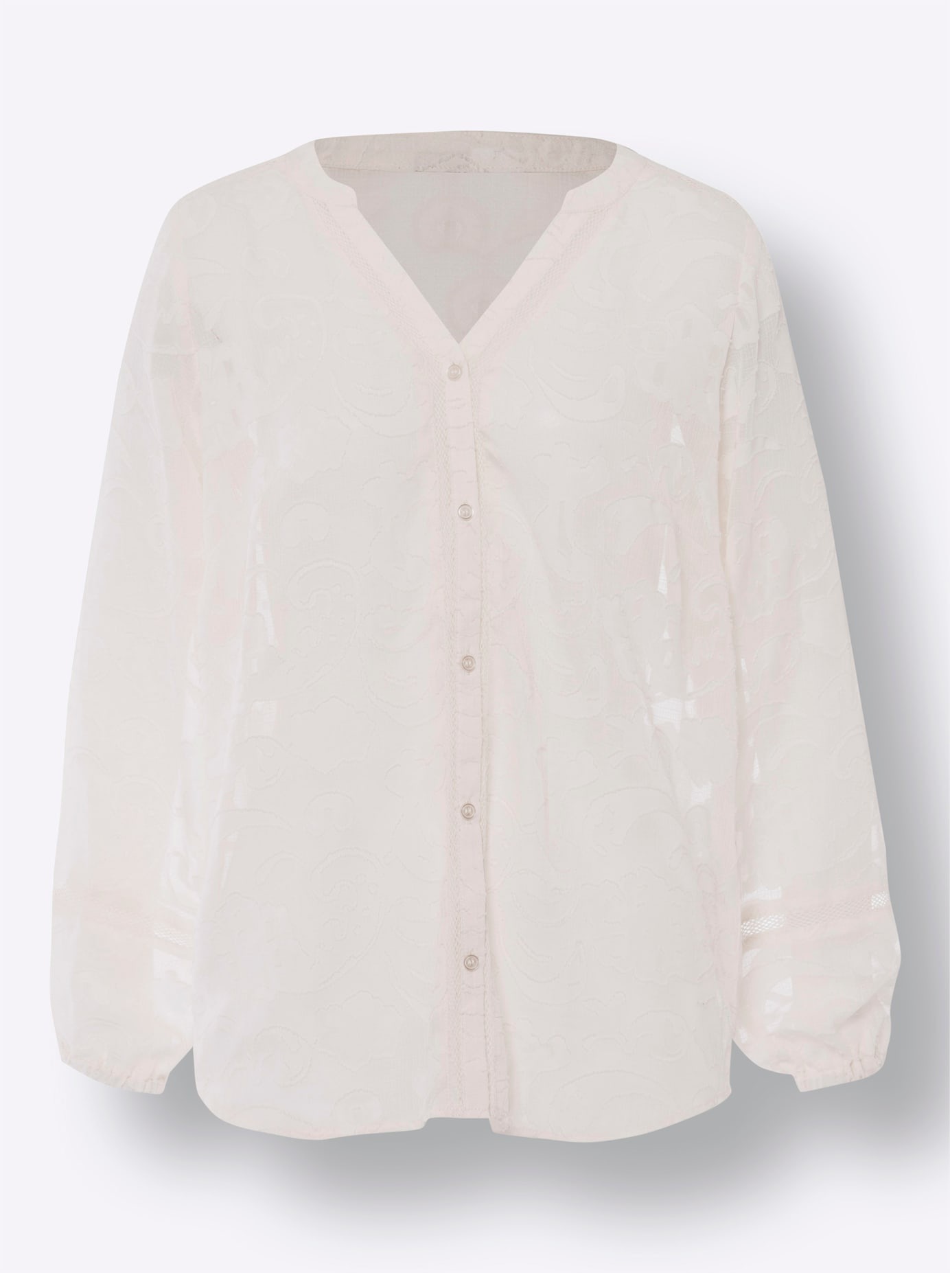 Langarmbluse HEINE, Damen, Gr. 40, beige (champagner), 100% Polyester, unifarben, V-Ausschnitt, Blusen 3