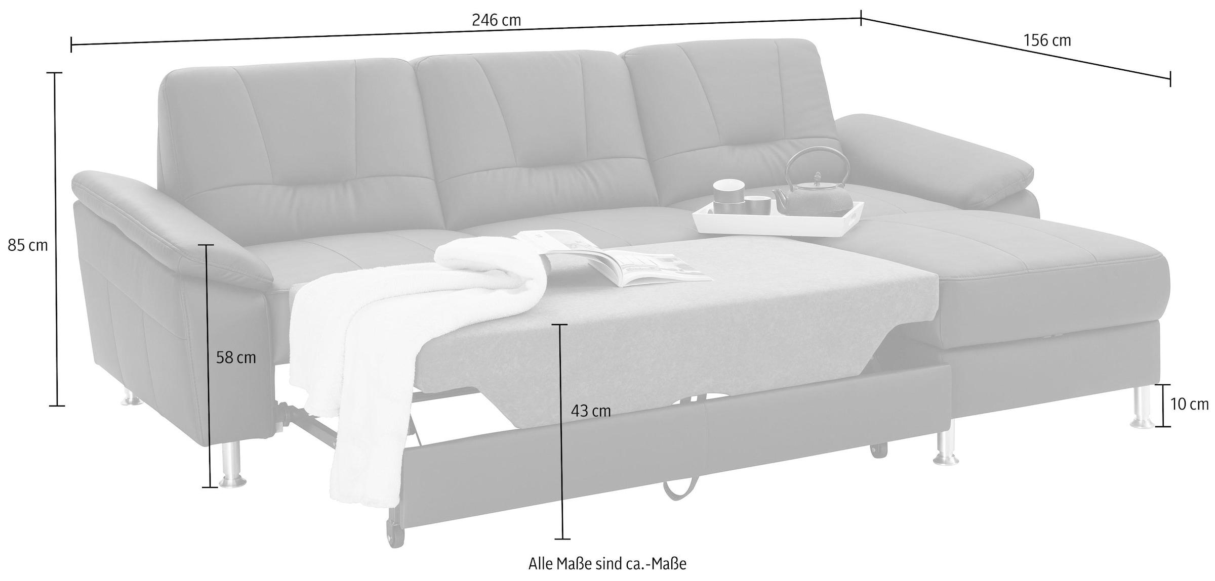 exxpo - sofa fashion Ecksofa »Castello, L-Form«, wahlweise mit Bettfunktion