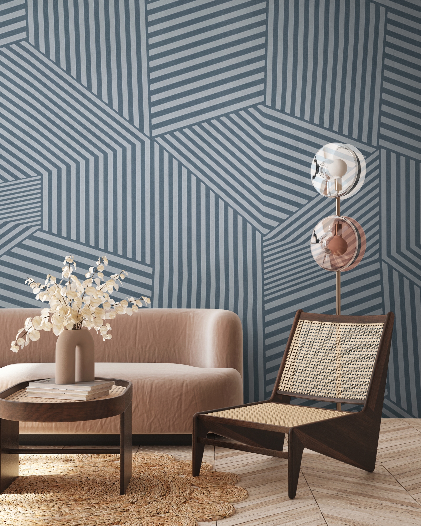 living walls Fototapete "THE WALL III Grafik-Tapete Motivtapete Streifen 3D" matt glatt Vliestapete Formen für Schlafzimmer Küche Wohnzimmer Grafik Design