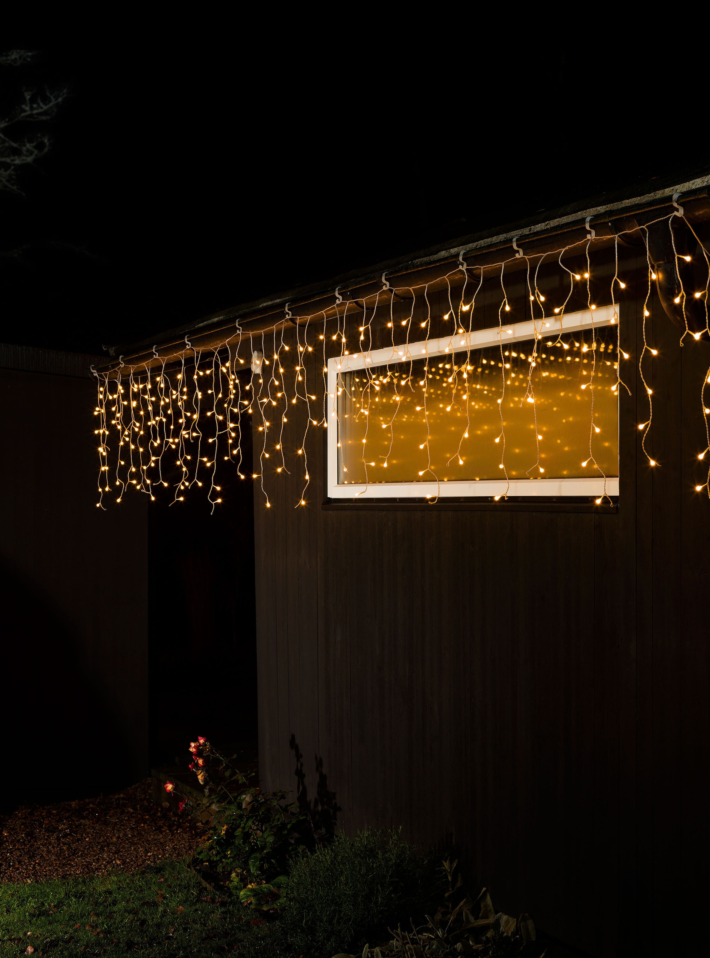 KONSTSMIDE LED-Lichtervorhang "Weihnachtsdeko aussen", Dioden 400 Stk. Flammen 400 Stk., Gesamtlänge 20,27m, transparent, Lichterketten, LED
