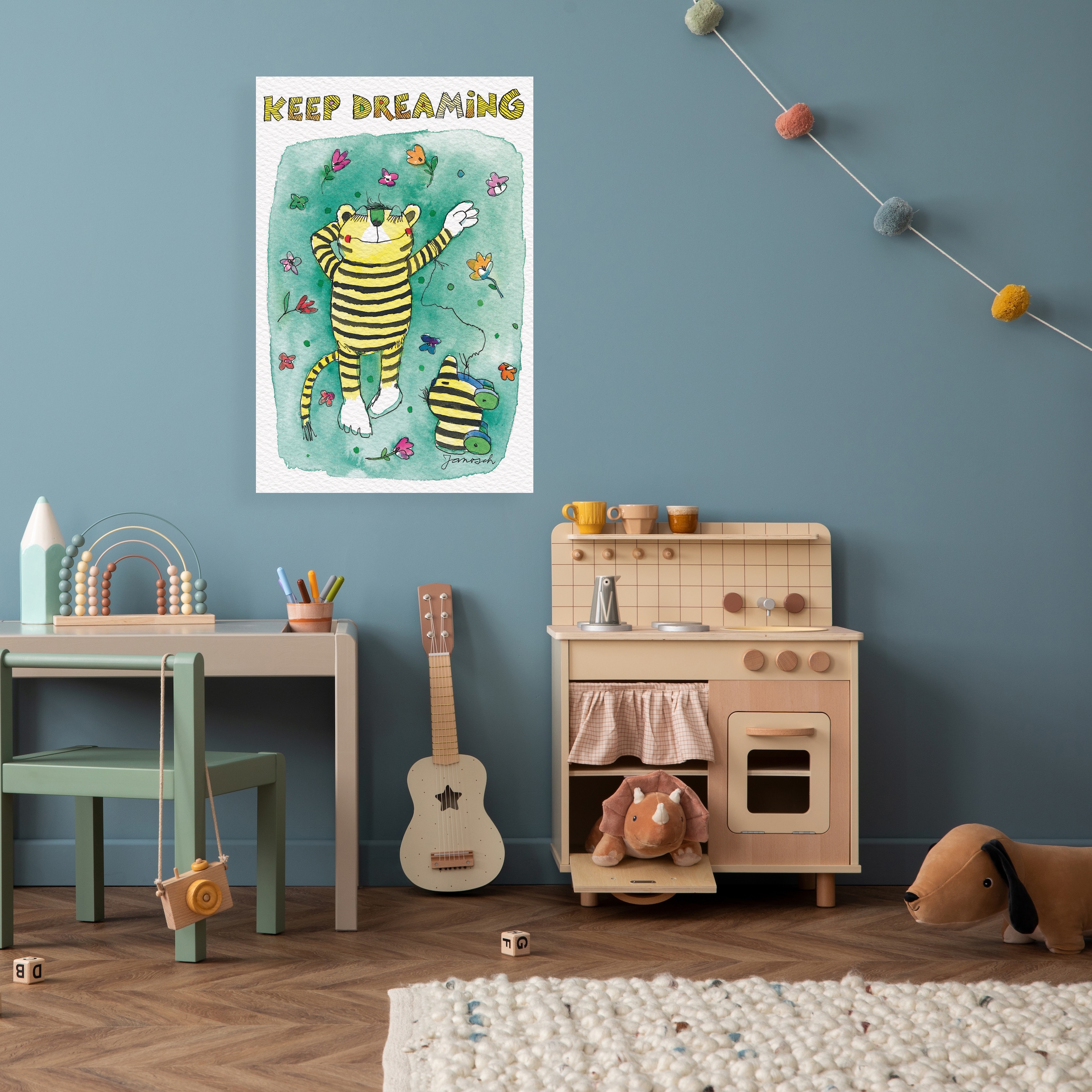 LuckyLinde Leinwandbild »Der kleine Tiger und seine Tigerente«, Tiere-Tiger-Blumen-Blumenbilder-Schriftzug-Sprüche-Liebessprüche-little star-Motivationsbilder-Natur-Ente-Enten-Figuren-Filmfiguren, (1 St.), Exklusive JANOSCH Kindermotive