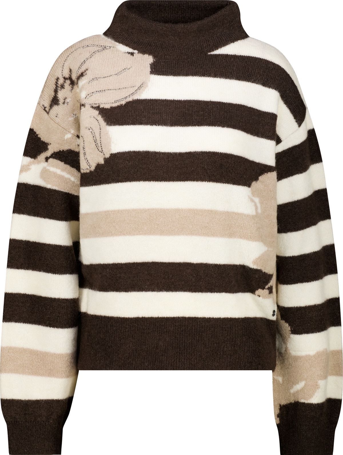 Monari Strickpullover »Pullover Ringel + Blume« Regular fit mit Stehkragen
