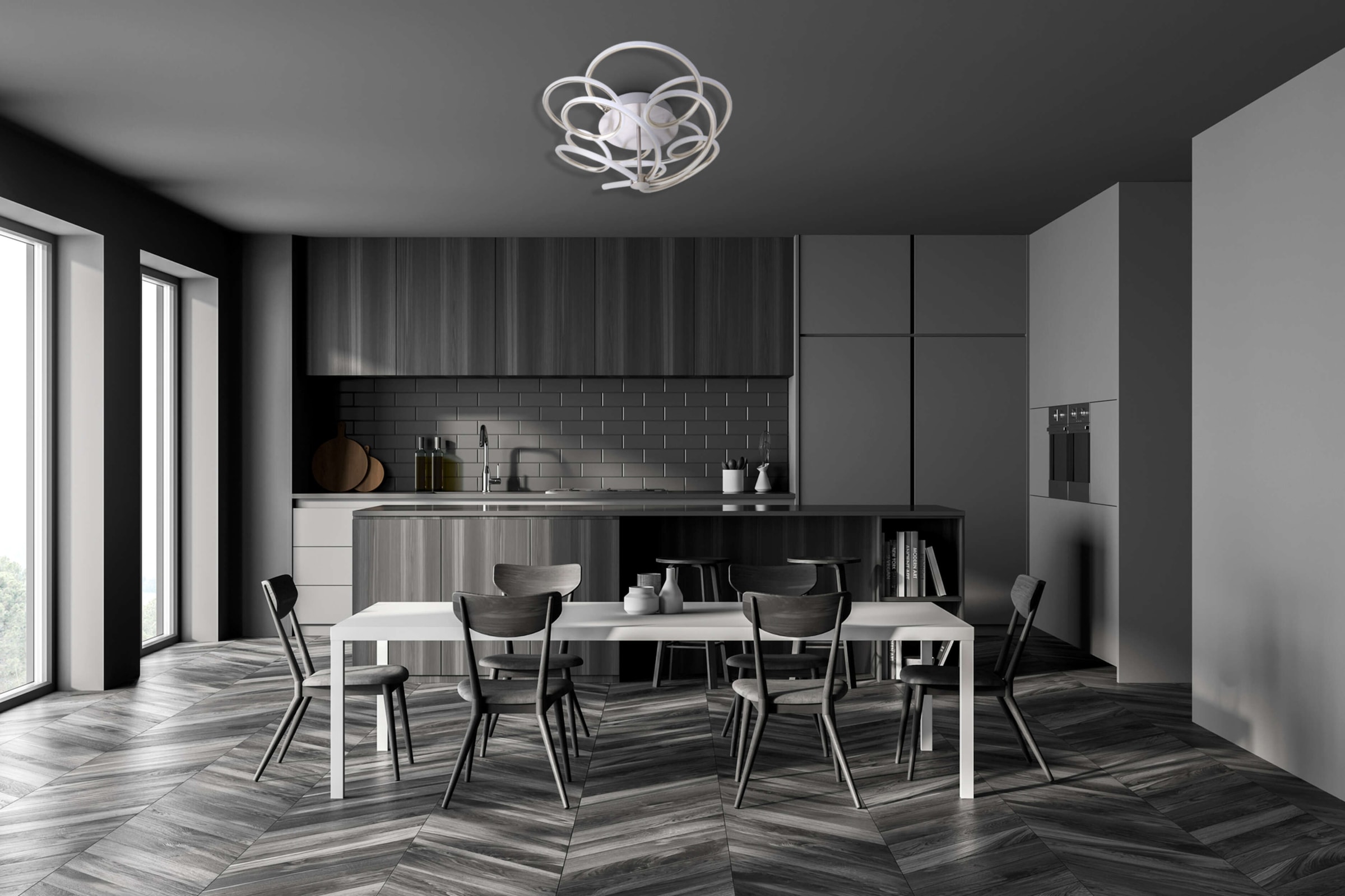 näve LED Deckenleuchte »Rizado« 1 Stk. Warmweiß Effizienzklasse: F, 3-Stufen dimmbar per Wandschalter, satin-nickel