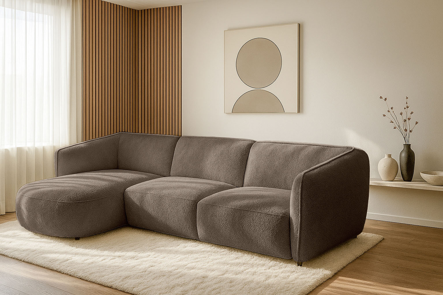 OTTO home Ecksofa "OSTRUP Rundsofa, L-Form, Naturtöne, Boucle oder Chenille" Breite 280 cm, organische Form mit sanften Rundungen