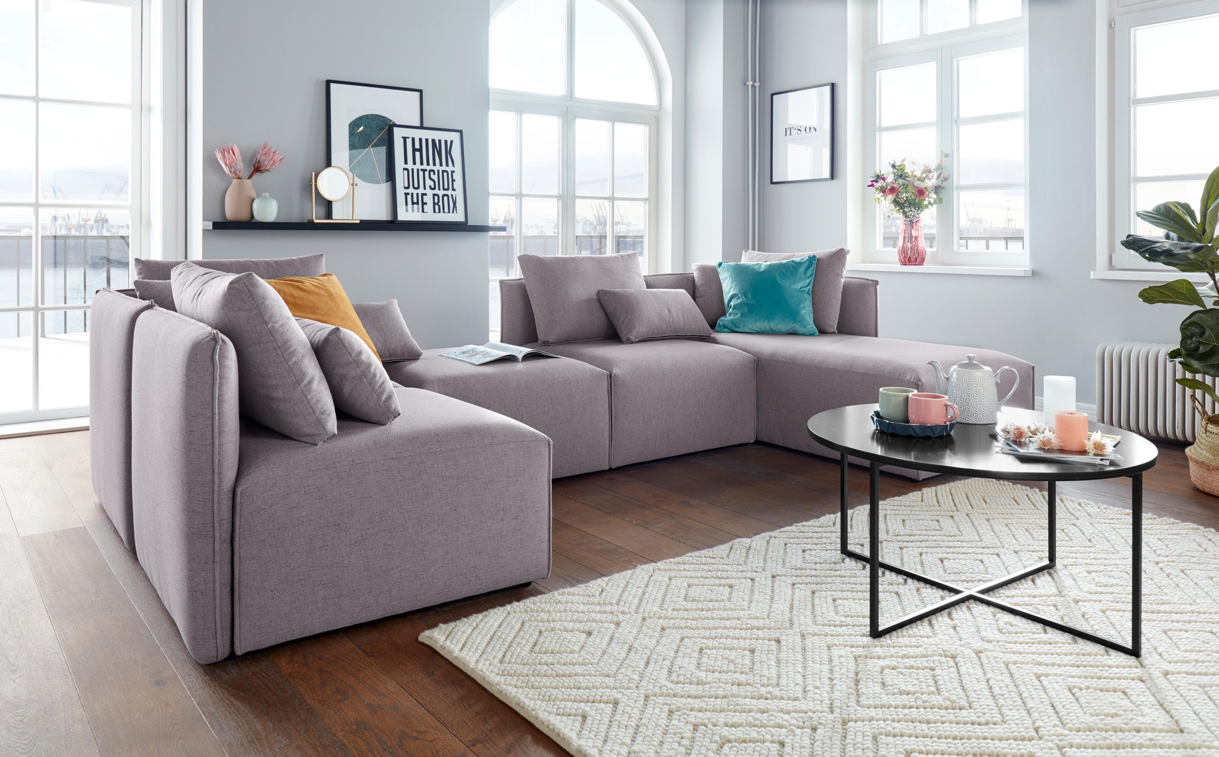 OTTO HOME Nöre Upholstered Ottoman Medium Grey 80x80x46cm 4