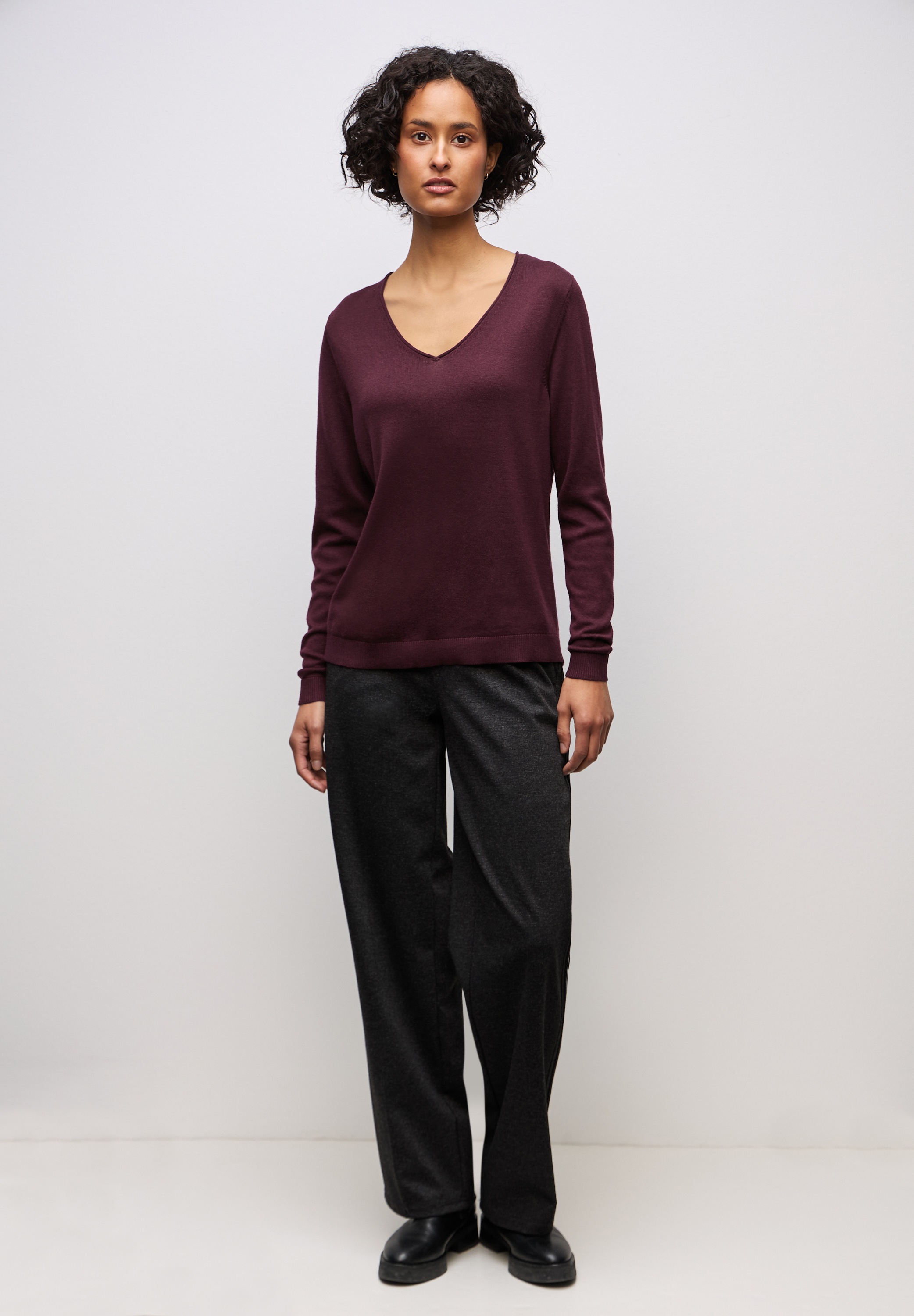 Thumbnail - STREET ONE V-Ausschnitt-Pullover Feinstrick