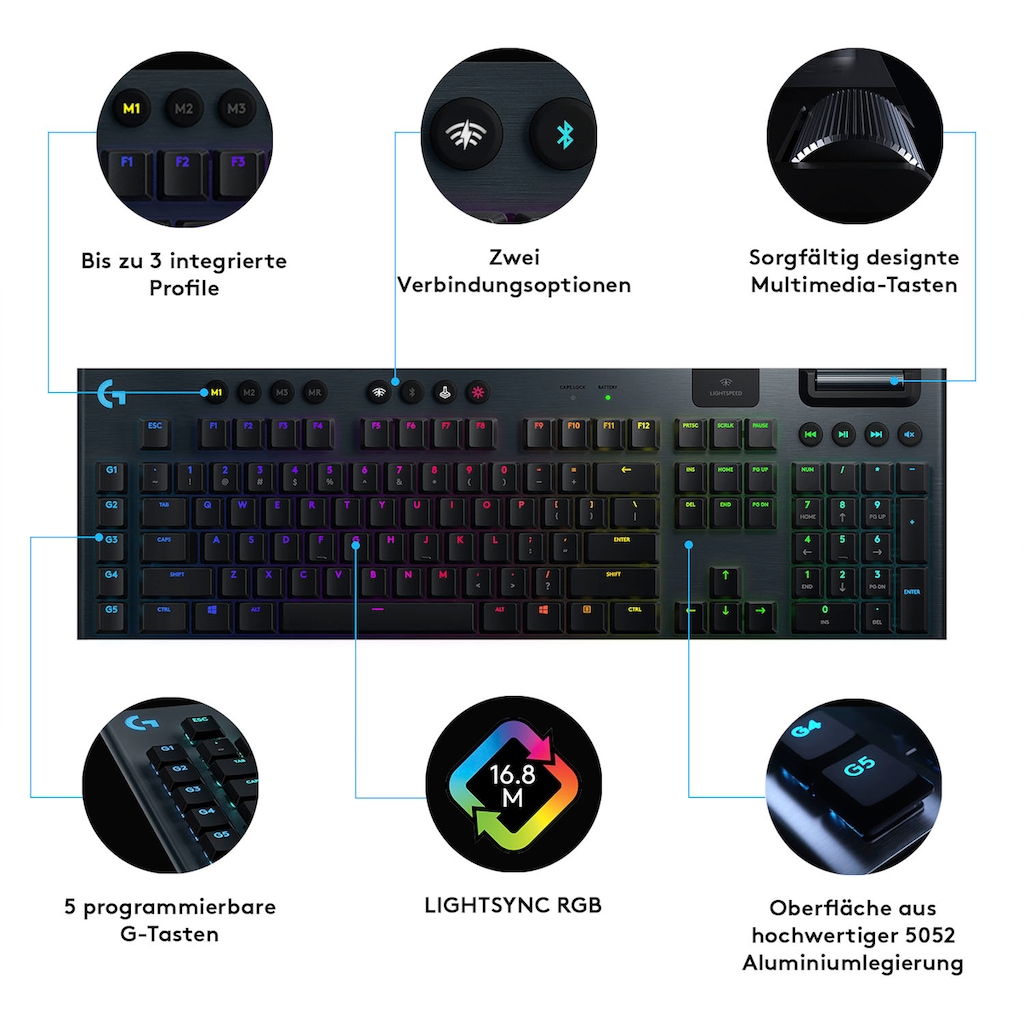 Logitech G Gaming-Tastatur »G915 LIGHTSPEED tactile«