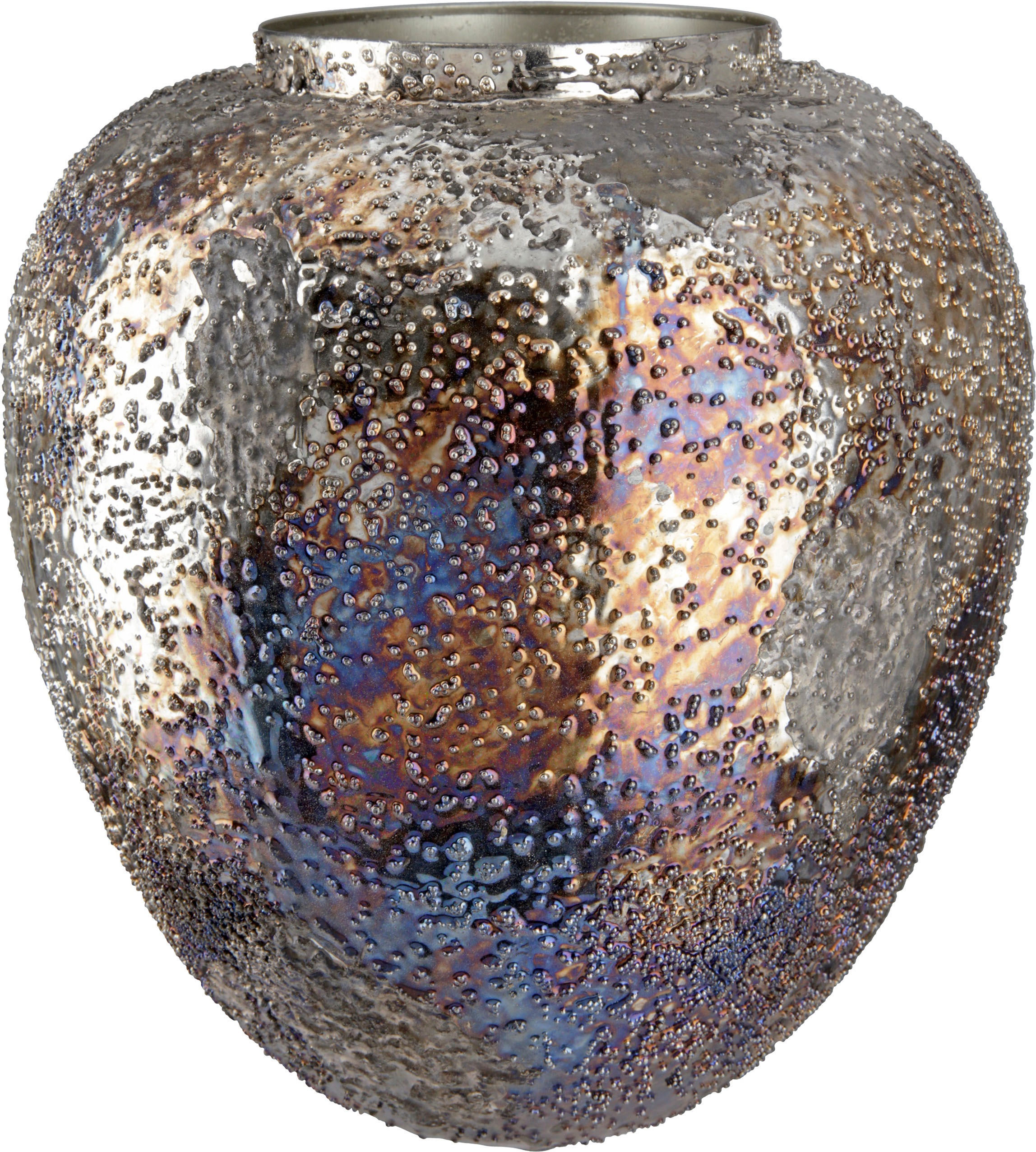 Tischvase GILDE "Pavone", braun, B:26cm H:27cm T:26cm, Metall, Vasen, Vase aus Metall, Höhe ca. 27 cm