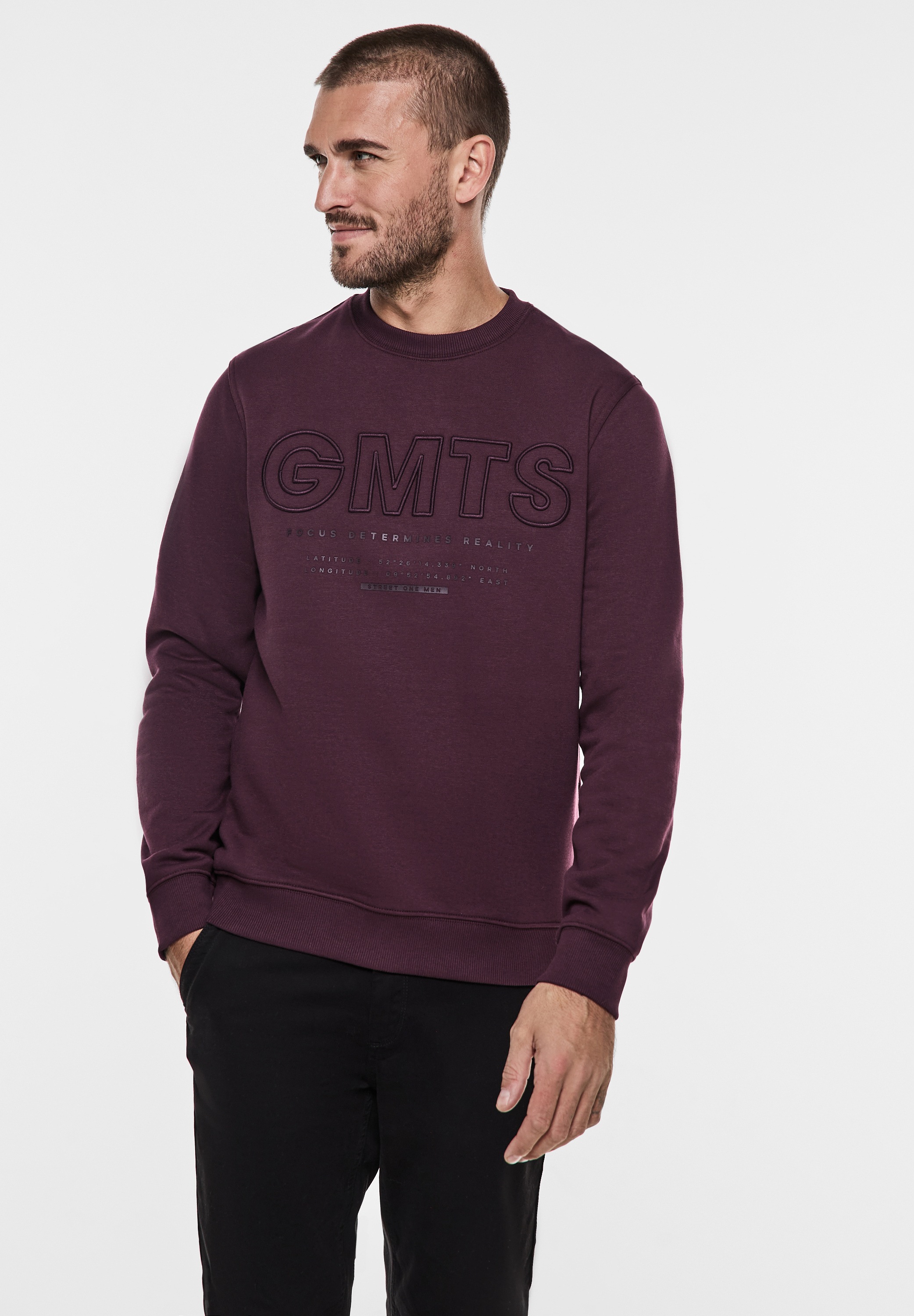 STREET ONE MEN Sweatshirt, in Unifarbe