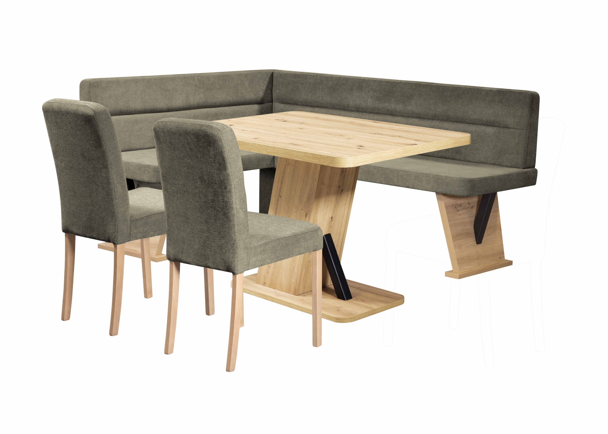 Home affaire "Laros Sitzgruppe, Eckbank, Stühle, Tisch" Set, 4tlg Set, perfekt für Küche, Esszimmer, Wohnzimmer, Bestseller
