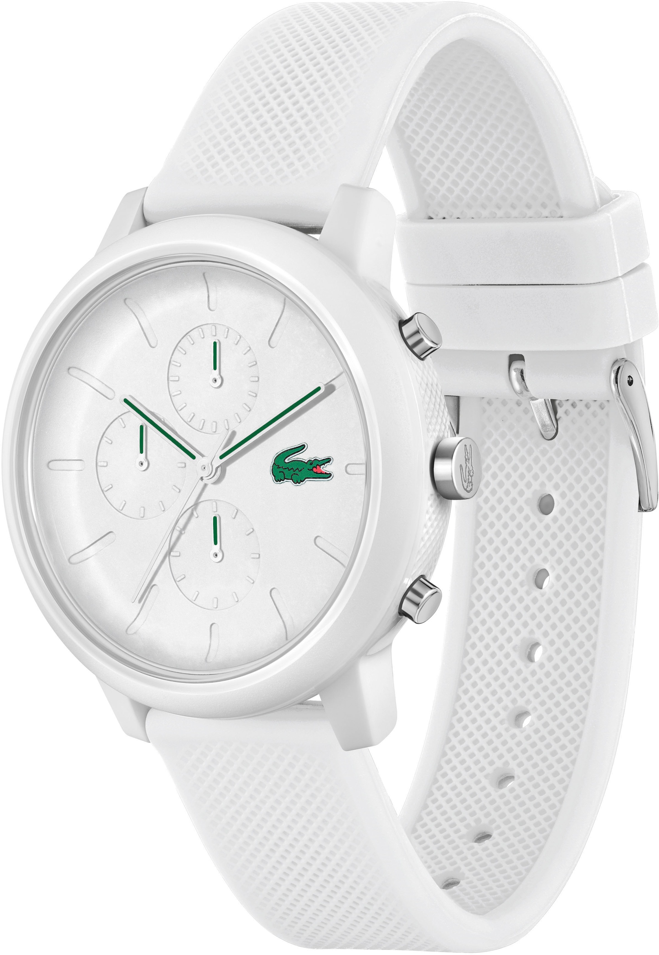 Lacoste Chronograph »LACOSTE.12.12 CHRONO«, Quarzuhr, Armbanduhr, Herrenuhr, Stoppfunktion, Silikonarmband