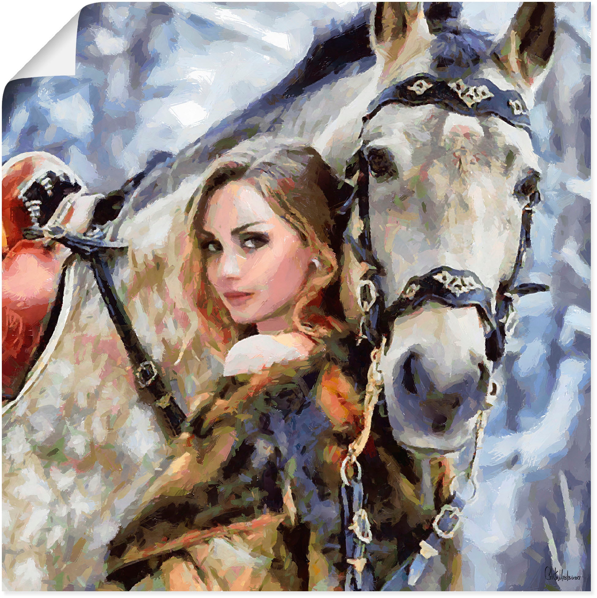 Wandbild »Mädchen mit weißem Pferd«, Portrait, (1 St.), als Leinwandbild, Poster,...
