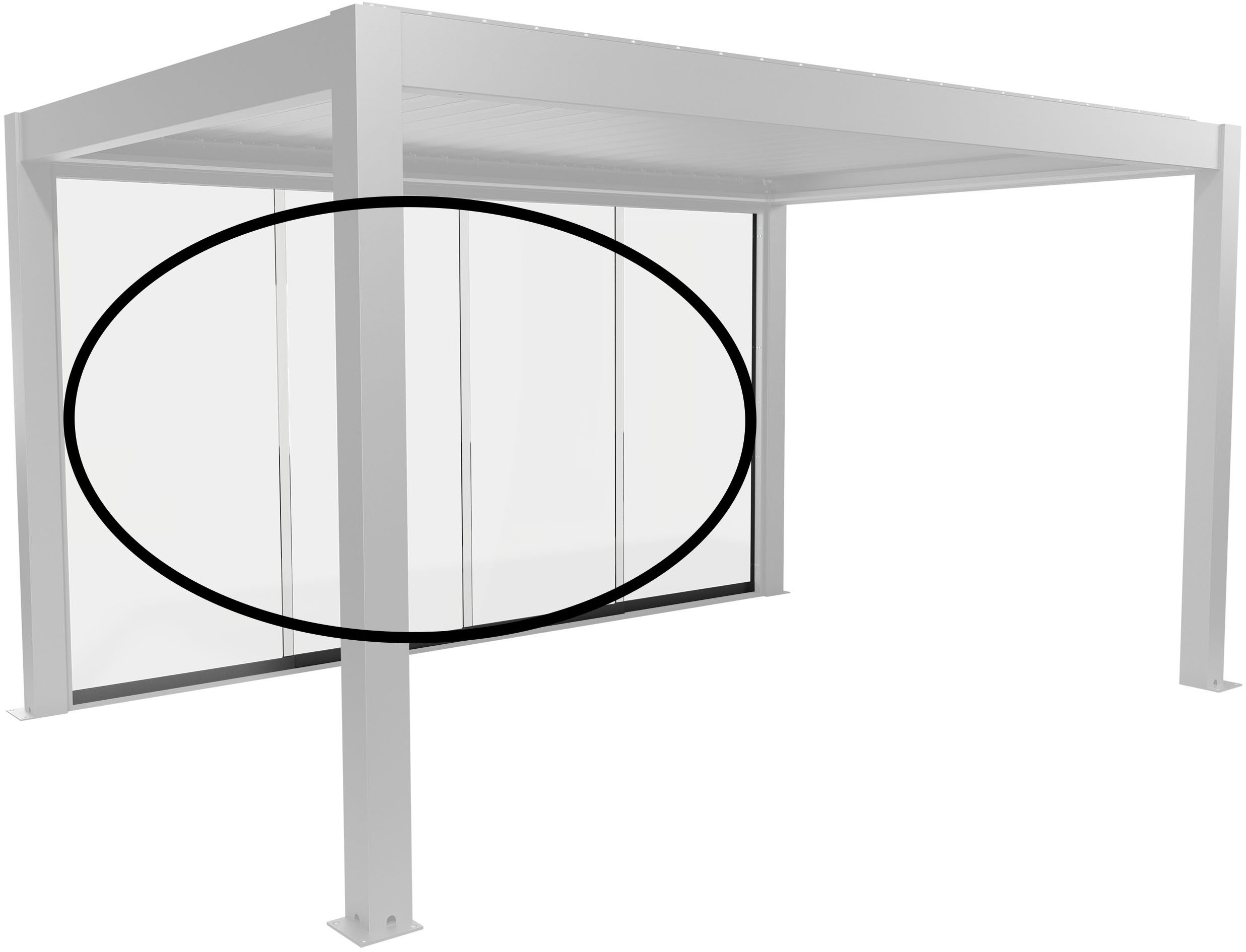 Biohort "Klarglas Gr. 4,5 m für Pergola, verschiedene Farben" 420x 234,9 cm, Glaselemente aus 10 mm ESG
