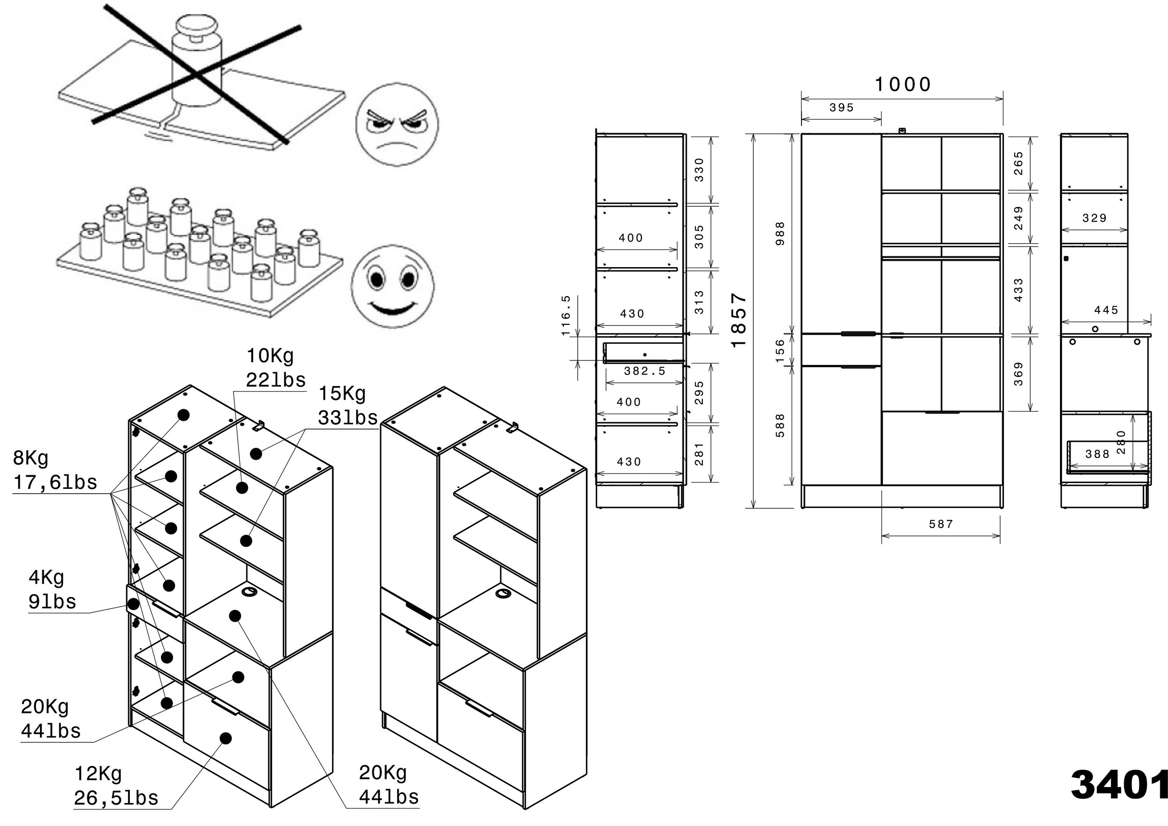 Parisot Schrank-Set »Parisot Fumay 1«, (2 St.), bietet viel Stauraum, praktischer Kabeldurchlaß, variabel stellbar