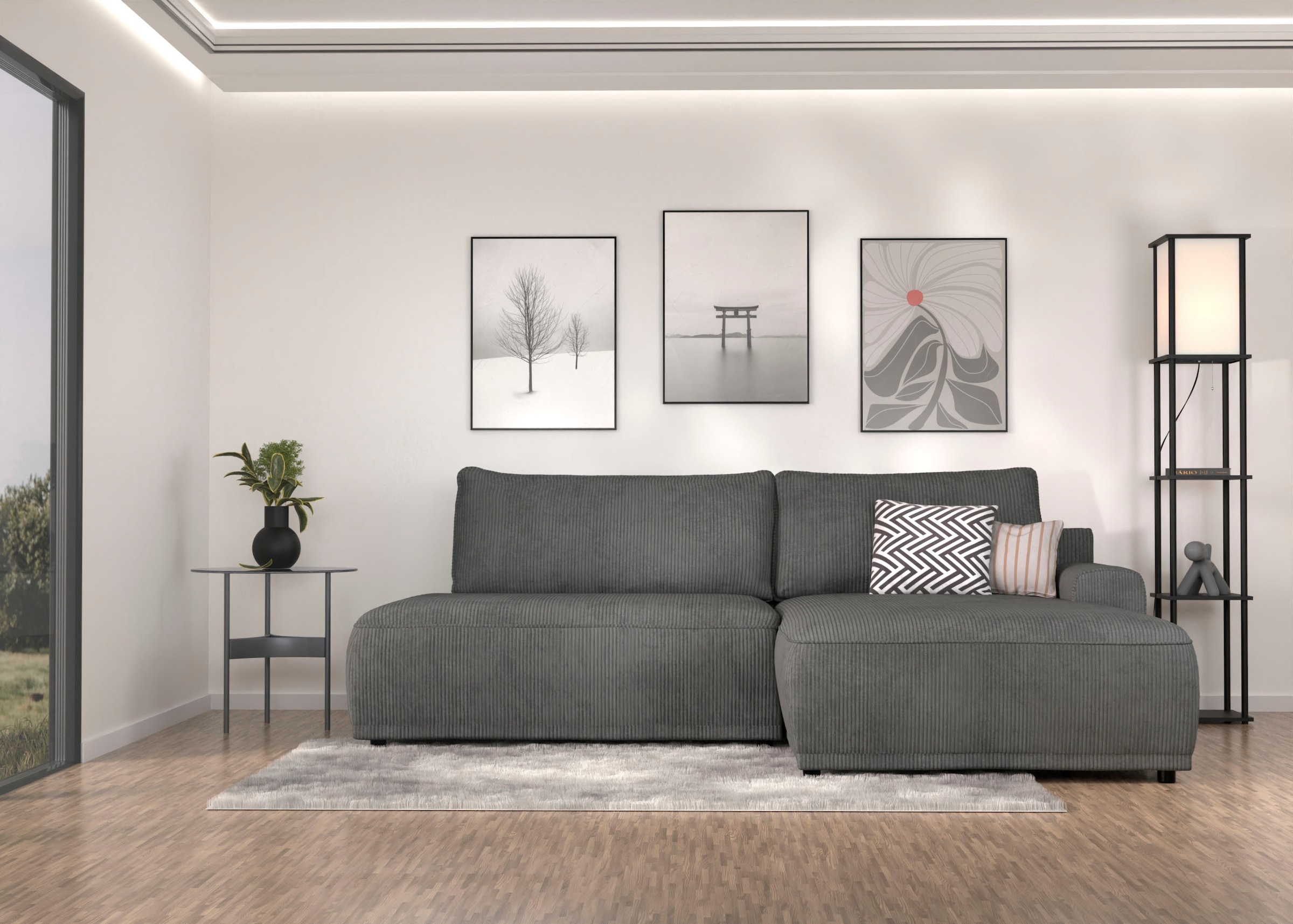 TRENDMANUFAKTUR Ecksofa "Fordon II, Schlafsofa mit Bettkasten, Couch in L-F günstig online kaufen