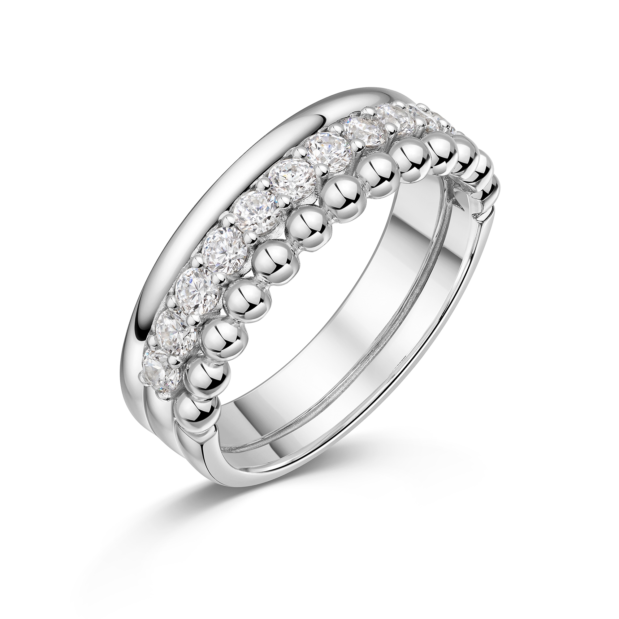 Fingerring FIRETTI "Schmuck Geschenk Silber 925 Damenring Ring Krone" Gr. 52, silberfarben, kristallweiß, Fingerringe, Damen, 52, Silber 925 (Sterlingsilber), 6mm, Fingerring, mit Zirkonia (synth.)