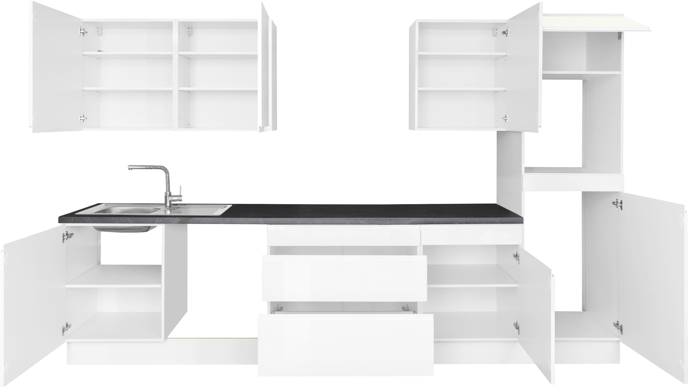 OPTIFIT Küchenzeile »Avio«, 38 mm starke Arbeitsplatte und Hochglanz-Fronten, Breite 330 cm