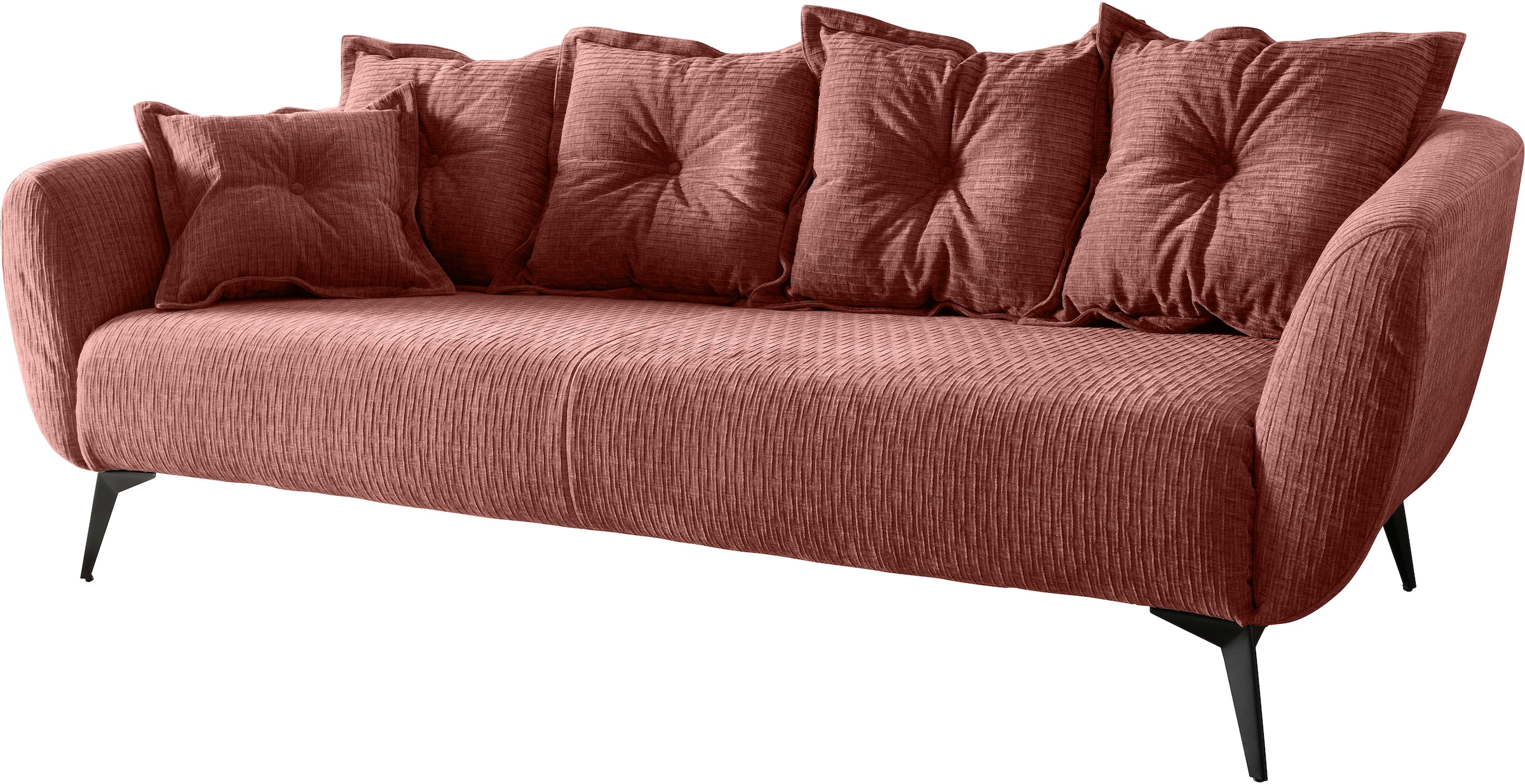 Home affaire 3-Sitzer »Baggio Breite 236 cm, modernes Sofa, hoher Fuß, bequem« schwarze Metallfüße