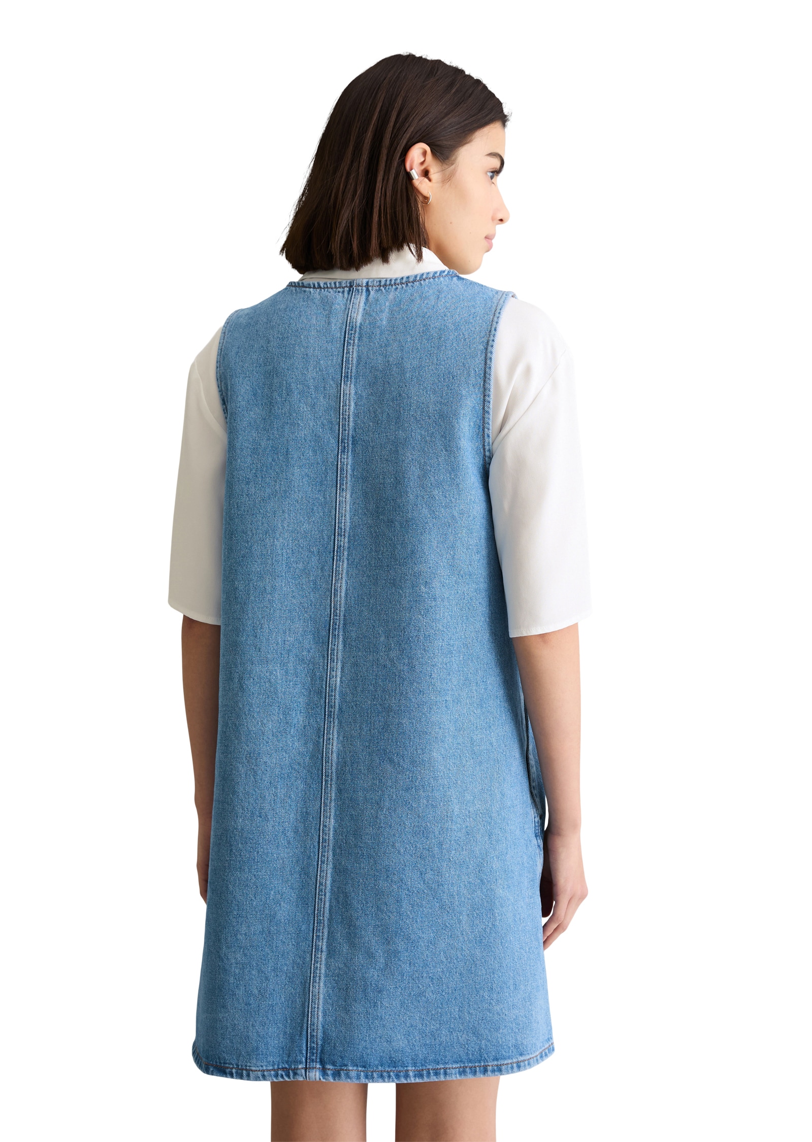 Marc O'Polo DENIM Jeanskleid Seitennahttaschen loose fit mit Ananasblattfasern