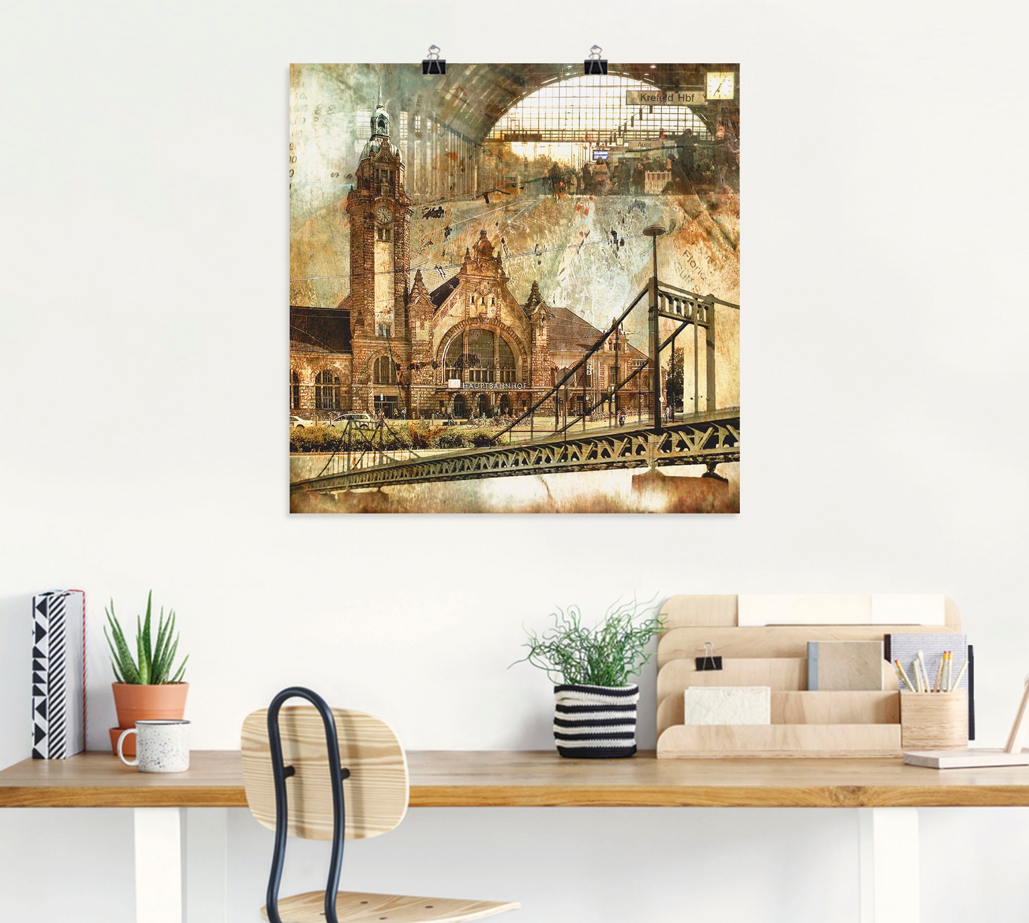 Artland Wandbild »Krefeld Skyline Abstrakte Collage«, Gebäude, (1 St.), als Leinwandbild, Poster in verschied. Größen