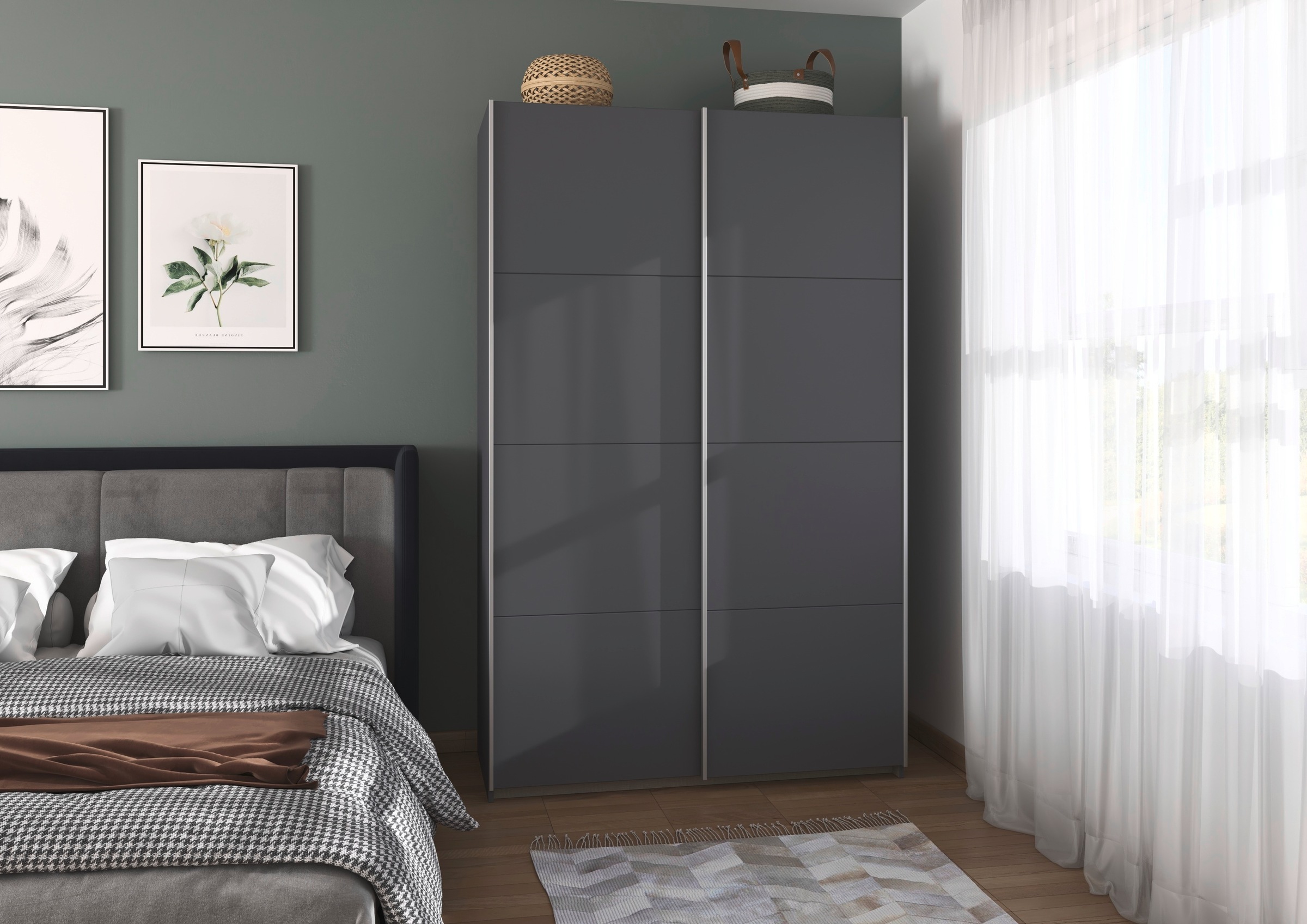 rauch Schwebetürenschrank »Kleiderschrank Schrank Garderobe Schlafzimmerschrank OXFORD«, (in 3 verschiedenen Ausstattungen BASIC/CLASSIC/PREMIUM), mit Griffleisten aus Metall, auch für kleinere Räume MADE IN GERMANY