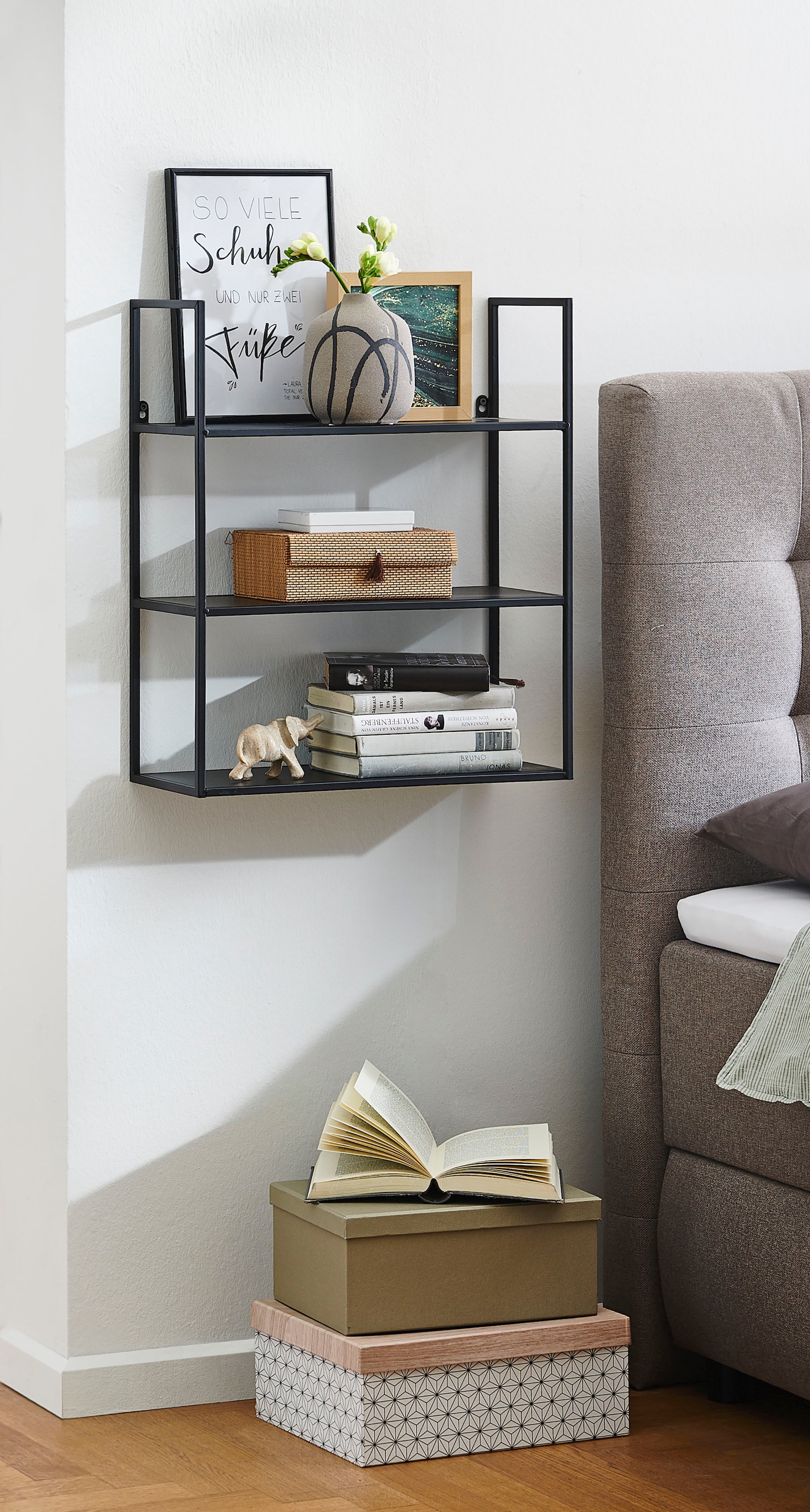 HAKU Wandregal »Hängeregal, Wandboard« rechteckig - aus Metall Schwarz - B/T/H 50/20/58 cm