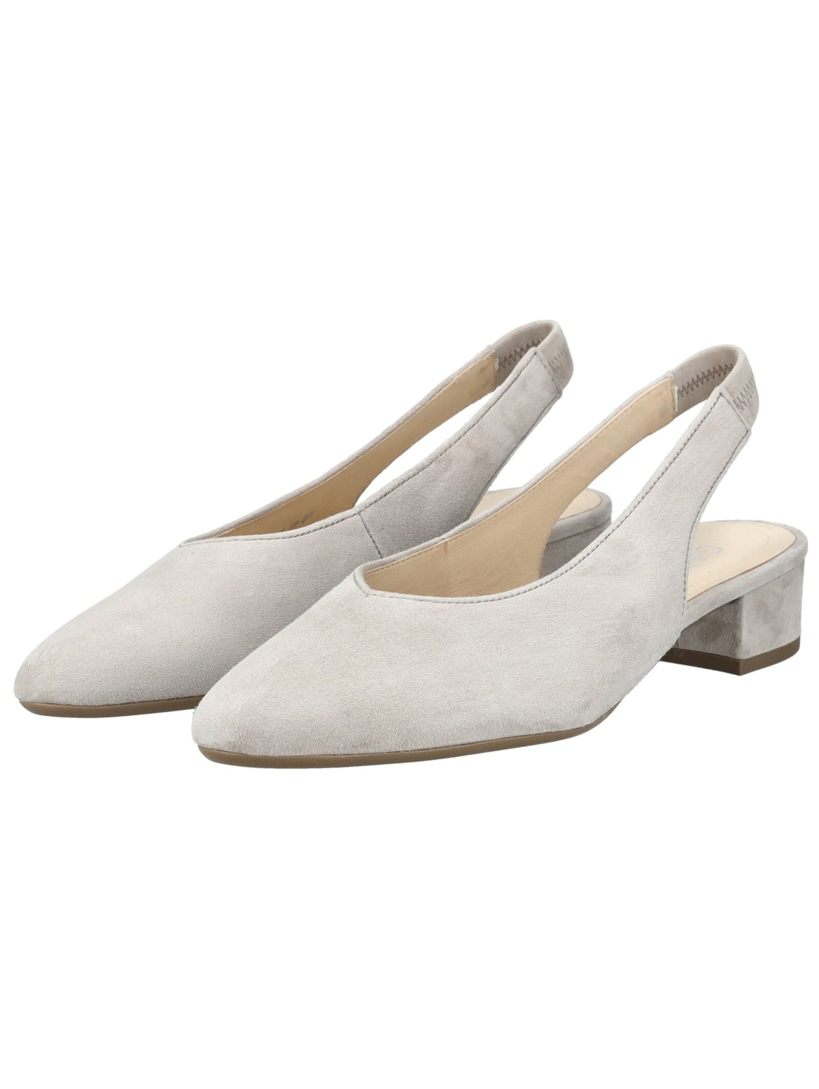 Slingpumps GABOR "Gabor Pumps Leder", Damen, Gr. 40, hellgrau, Leder, Schuhe Slingpumps 6
