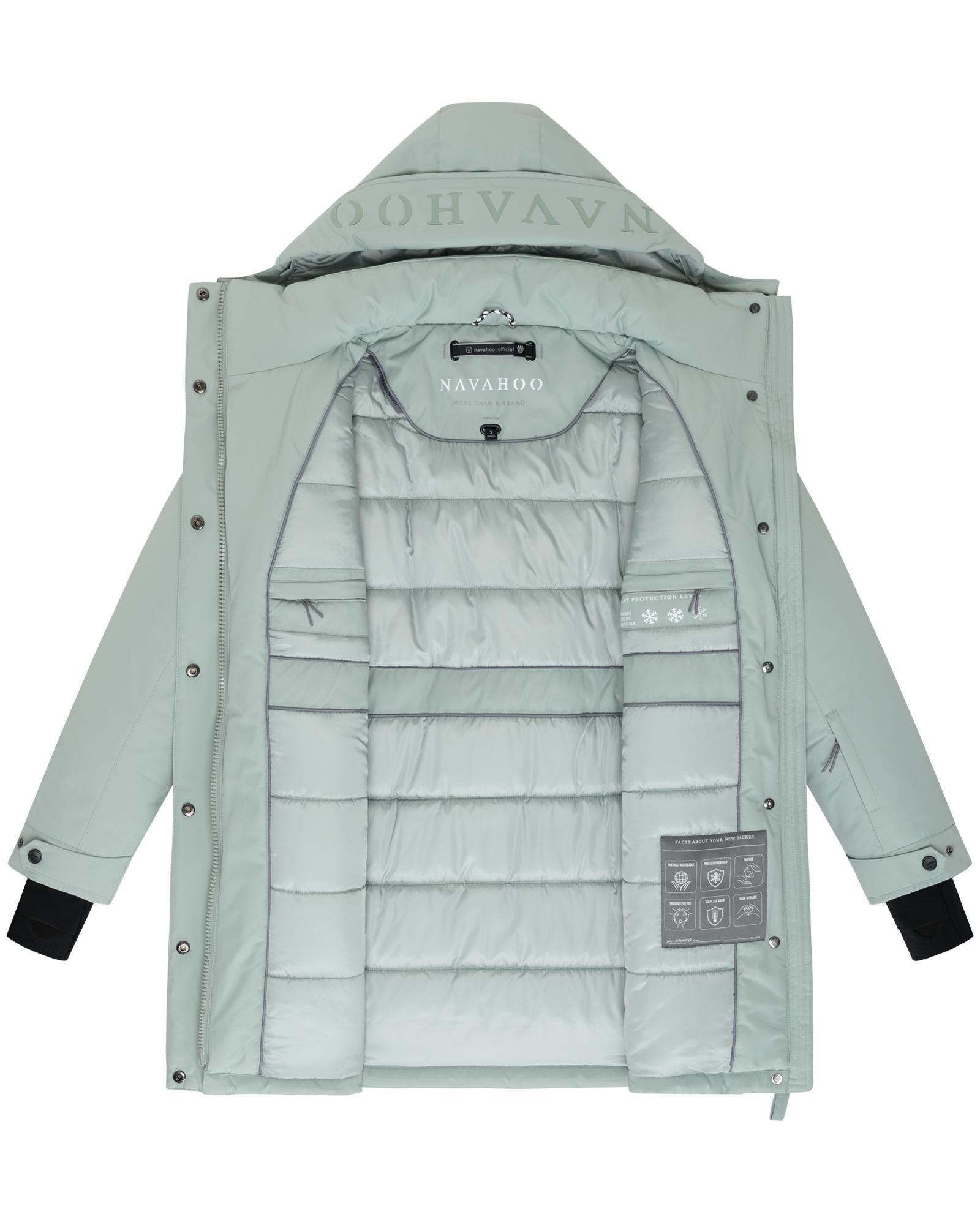 Navahoo Wintermantel »Frostkuss 14«, Warmer Damen Mantel mit abnehmbarer Kapuze und Taillengürtel