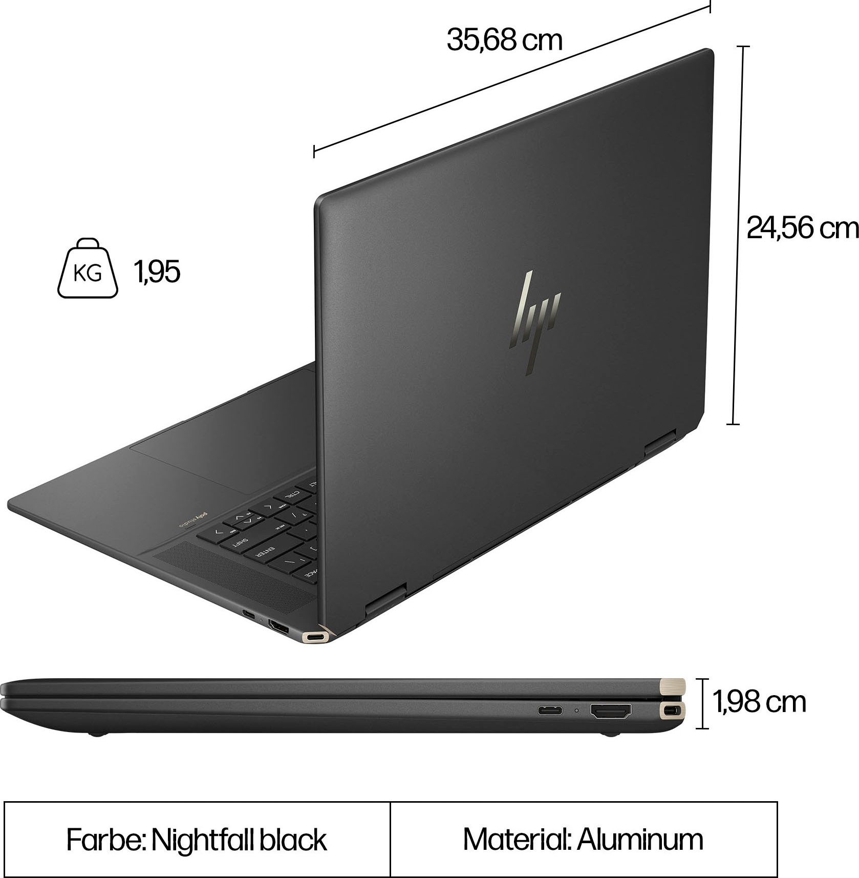 HP Convertible Notebook »16-aa0078ng«, 40,6 cm, / 16 Zoll, Intel, Core Ultra 7, GeForce RTX 4050, 2000 GB SSD