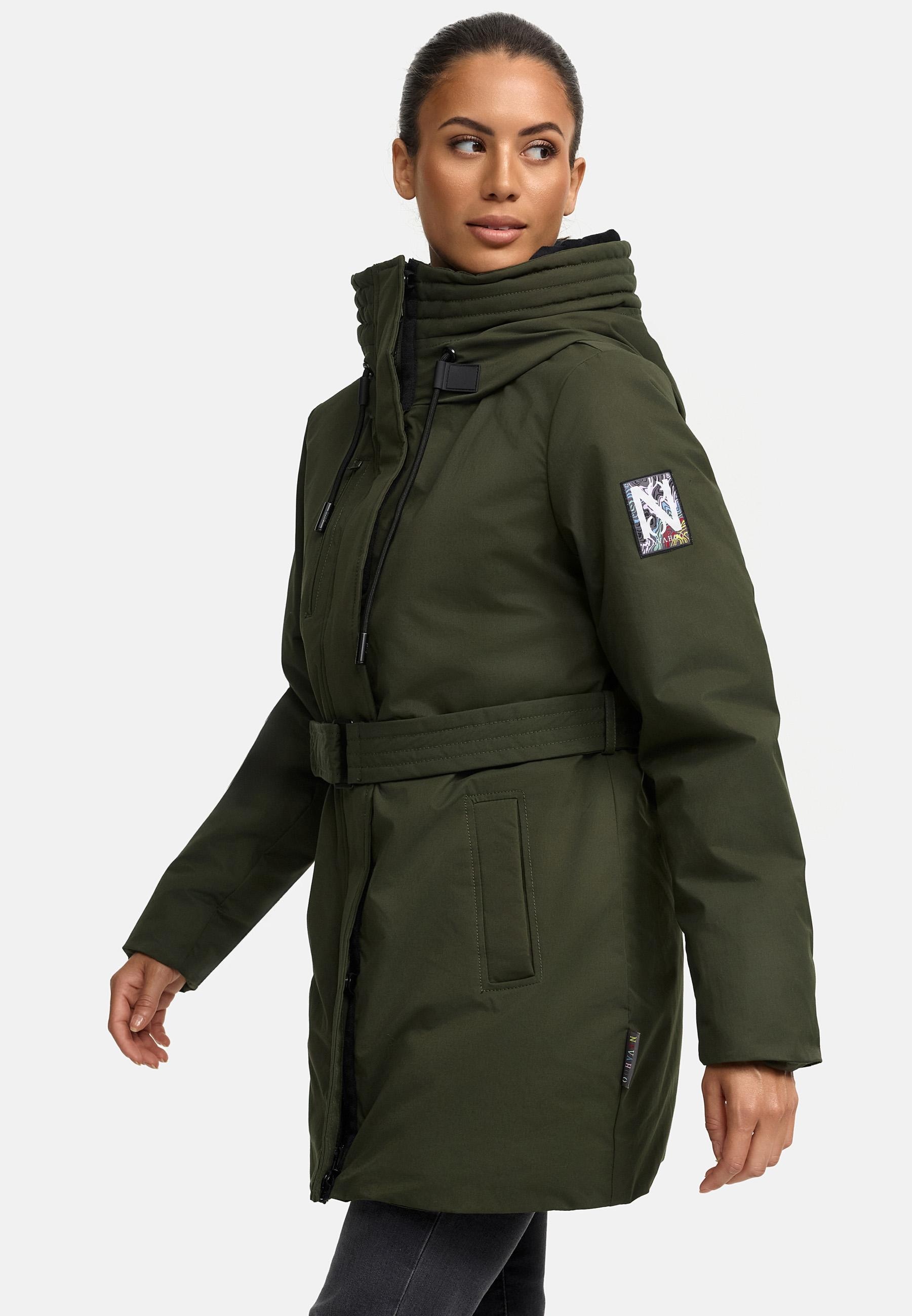 Navahoo Winterjacke »Eishauch 14«, mit Kapuze, Damen Winterparka mit Taillengürtel und Fleece-Kragen