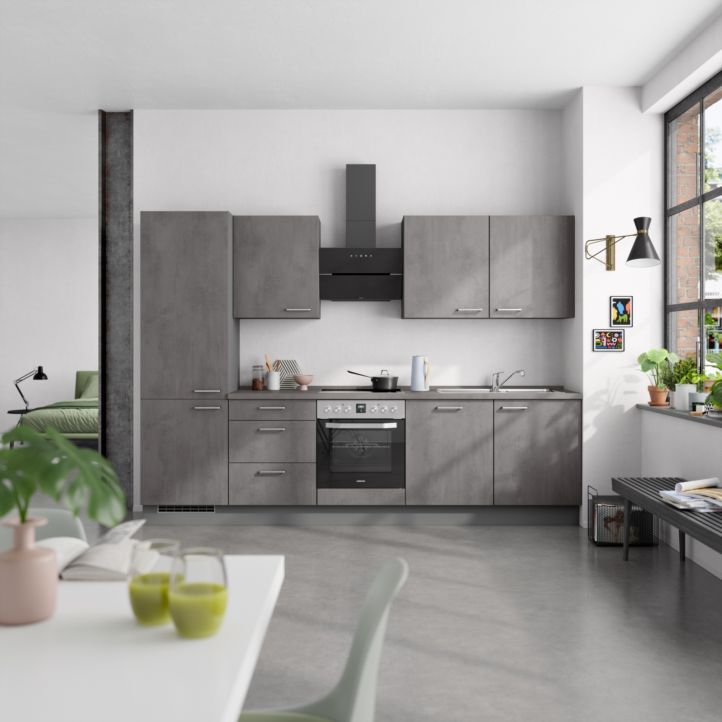 nobilia® Küchenzeile »"Riva II"«, vormontiert, Ausrichtung wählbar, Breite 300 cm, wahlw. mit E-Geräten